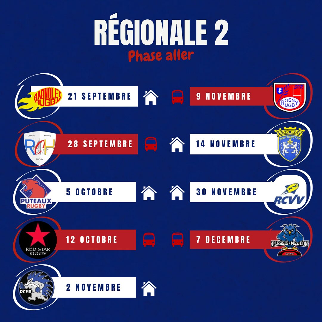 Calendrier match Aller !
📅 Retrouvez le calendrier des matchs aller de la saison. Gardez-les sous la main pour ne rien manquer et venir soutenir nos équipes tout au long de l’année !
Le championnat reprend et nos joueurs sont prêts à tout donner sur le terrain !
Ce week-end, nos deux équipes jouent à domicile contre Bagnolet. 🏠
On compte sur votre présence pour lancer la saison de la plus belle des manières.🔵🔴
#rugbypourtous #touspourpantin