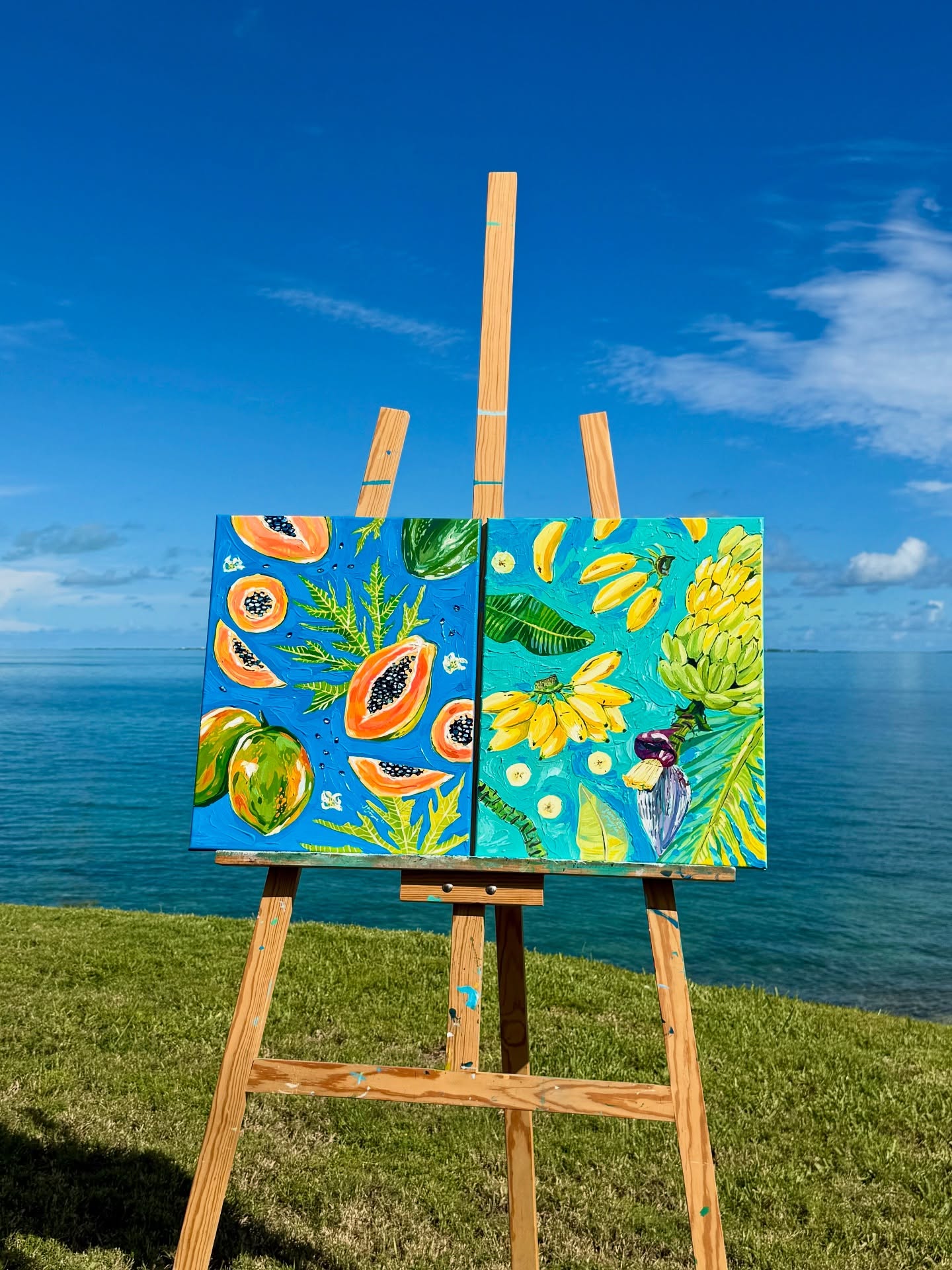 “Big Up Banana” & “Petty Papaya”
acrylic on canvas | 16” x 20”
both originals are sold! no stress though.. there will be prints ⭐️
#abacoartists #bahamianartist #fruitpainting