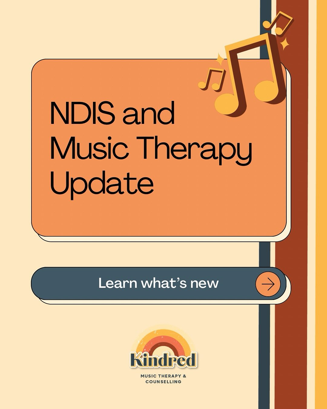 Well hey there, it’s been a while! 👋🏻
We are coming to you with an update regarding music therapy and the NDIS. Lots of changes are afoot, and continued advocacy is needed to bring Registered Music Therapists to parity with our similarly-qualified allied health colleagues within the NDIS.
But the main thing is, we are here to stay baby! 📣
We’re also back on socials so get keen to see us a little more often, sharing about our work, our amazing participants, and our continued journey offering music therapy and counselling in Meanjin/Brisbane. See you soon! x