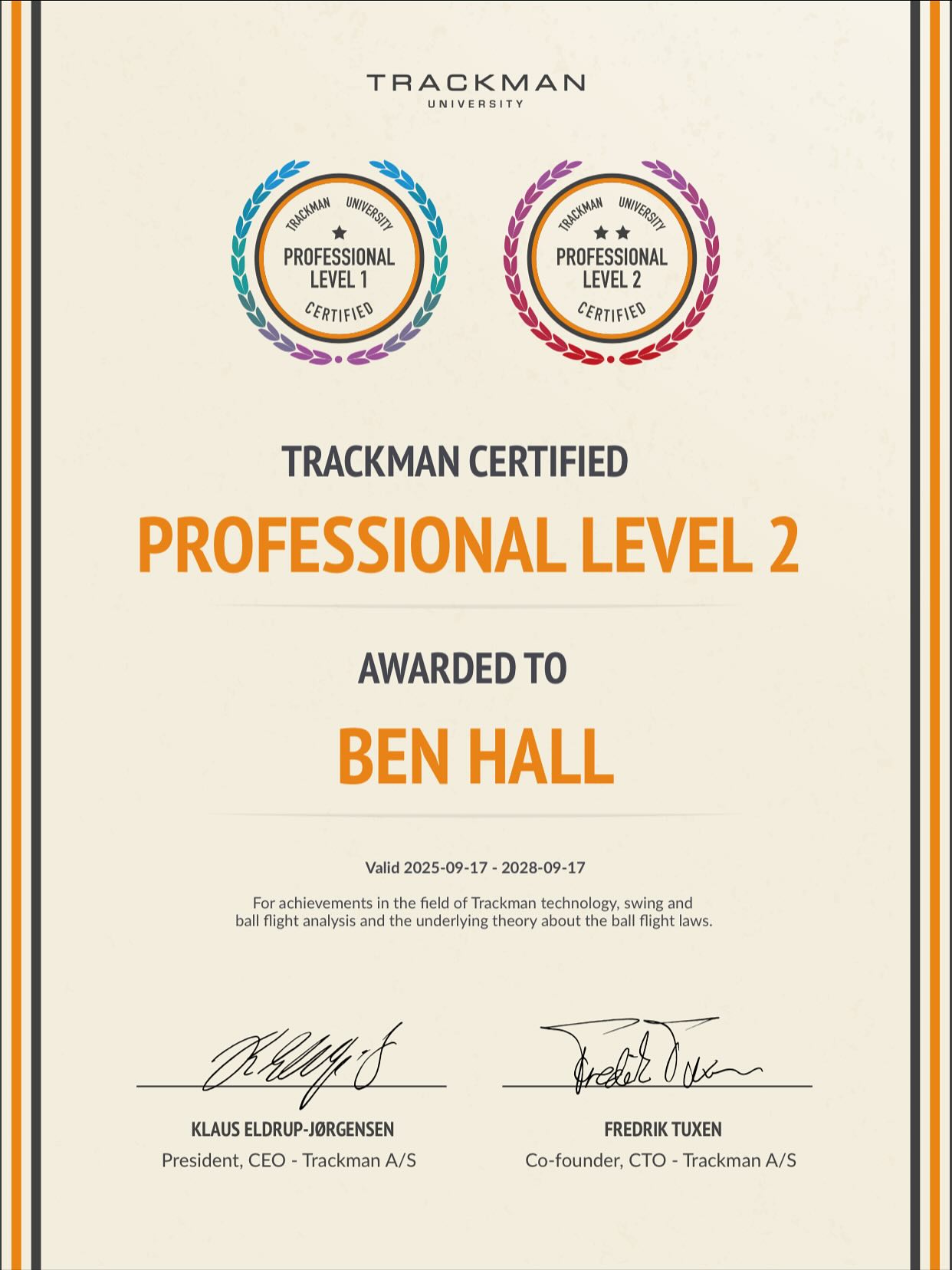 Trackman Level 1 & 2 Completed ✅ @trackmangolf