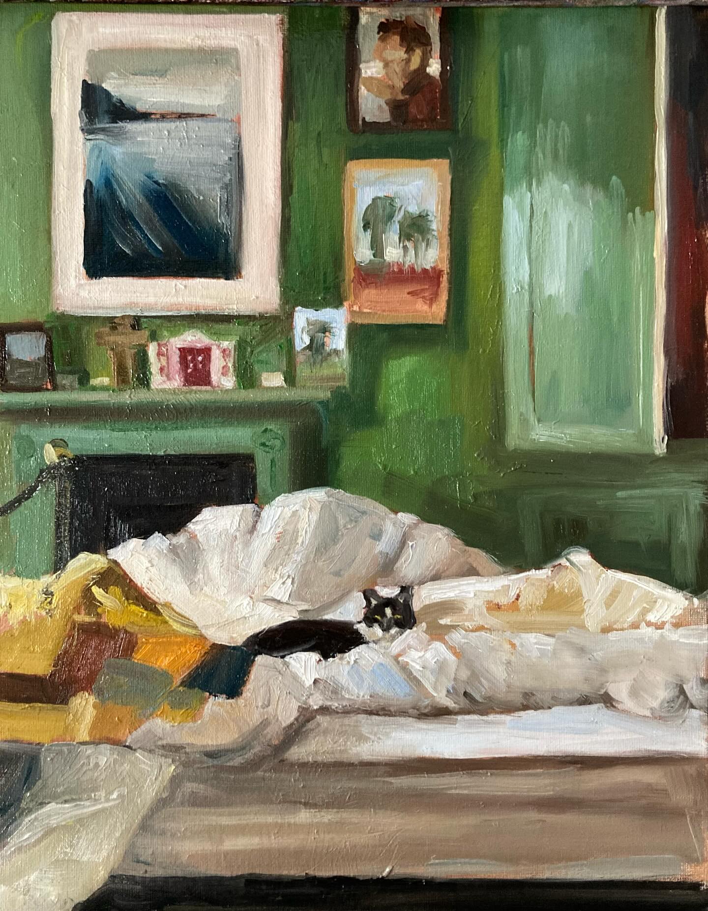 A very lazy morning hanging out with this old boy. I was so tempted to jump back into bed with him!
#lazy #lazycat #lazyday #lazymorning #paintingcats #messybed #messybedroom #interior #interiorpainting #oilpainting #oilpaint #oilpaintings #suffolkartist #woodbridge #suffolklife #homely