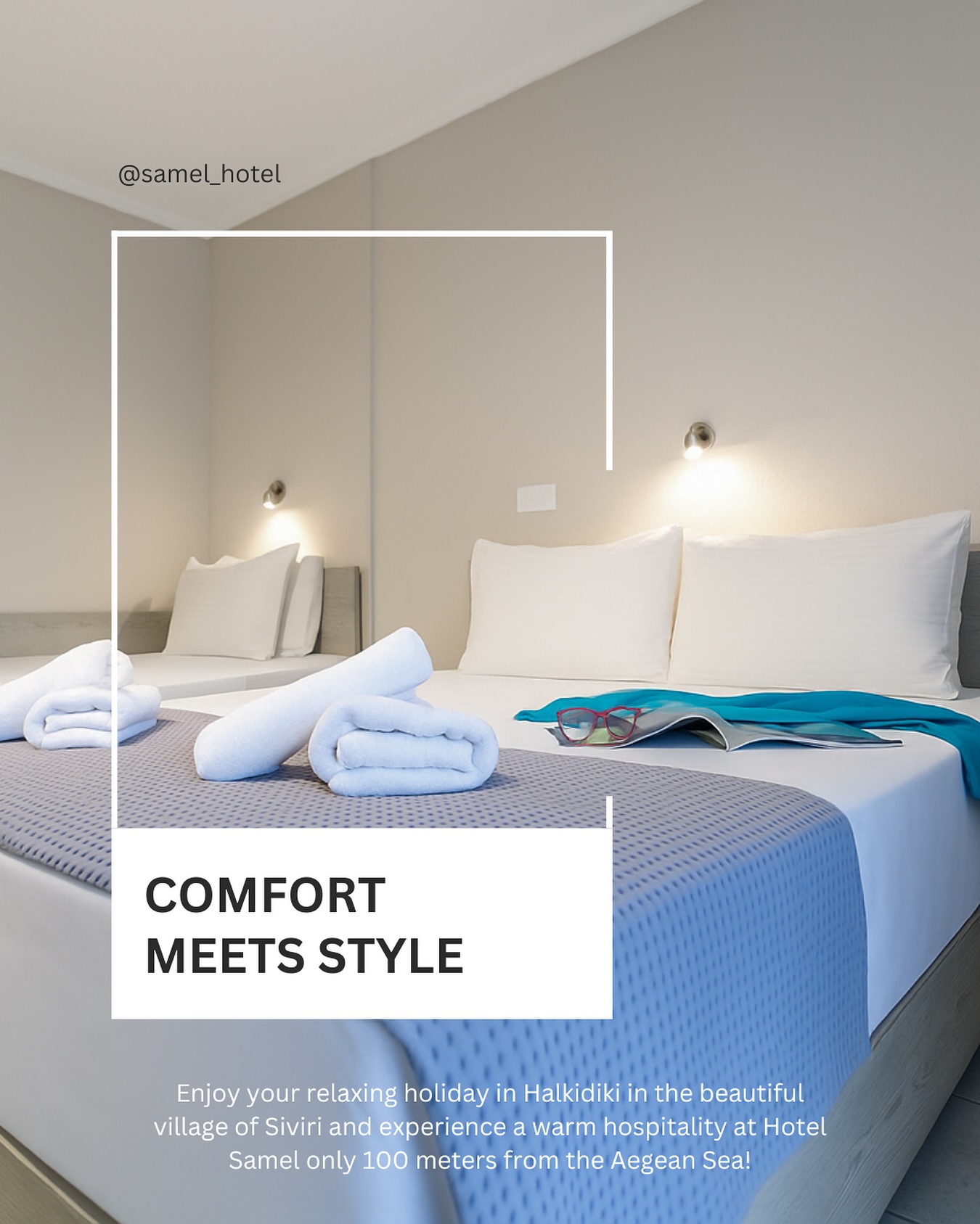 ✨ Comfort meets style at Hotel Samel ✨
Just 100m from the Aegean Sea 🌊 Relax & enjoy your holiday in Siviri, Halkidiki 💙
#HotelSamel #Siviri #Halkidiki #GreeceTravel #BeachVibes #SummerEscape #GreekHospitality
