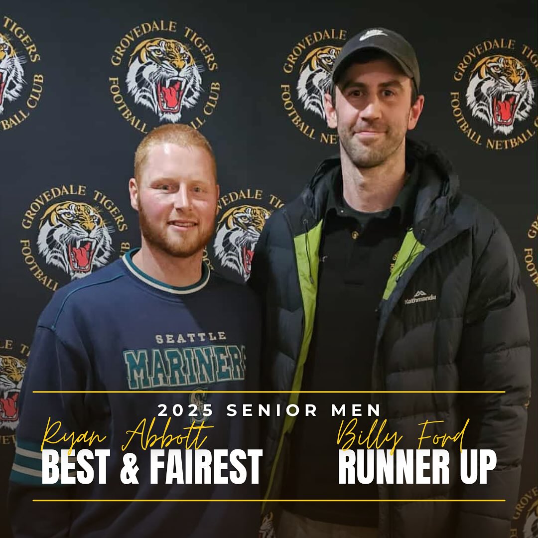 🟡⚫️2025 SENIOR B&F VOTE COUNT🟡⚫️
The results are in for our senior best and fairest vote count. Congratulations to everyone on a fantastic season🐯
Come join us next Thursday night as we celebrate our players and acknowledge their achievements.
Tickets available online only (no tickets at door): https:// www.trybooking.com/DEZJD