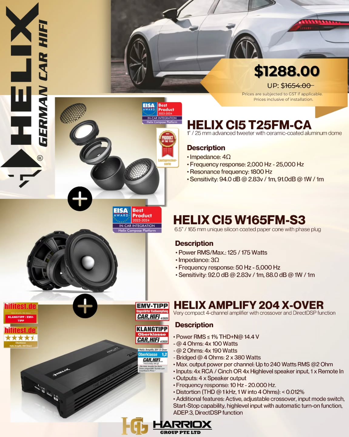 Discover the HELIX COMPOSE i5 series - where music meets sophistication. This game-changing series combines phenomenal sound with unmatched practicality, perfect for music lovers seeking a true hi-fi experience. Plus, explore the HELIX AMPLIFY 204 X-OVER, marking the entry into the AMPLIFY platform, delivering brilliant treble, controlled mid-range, and powerful bass.
Check with us now