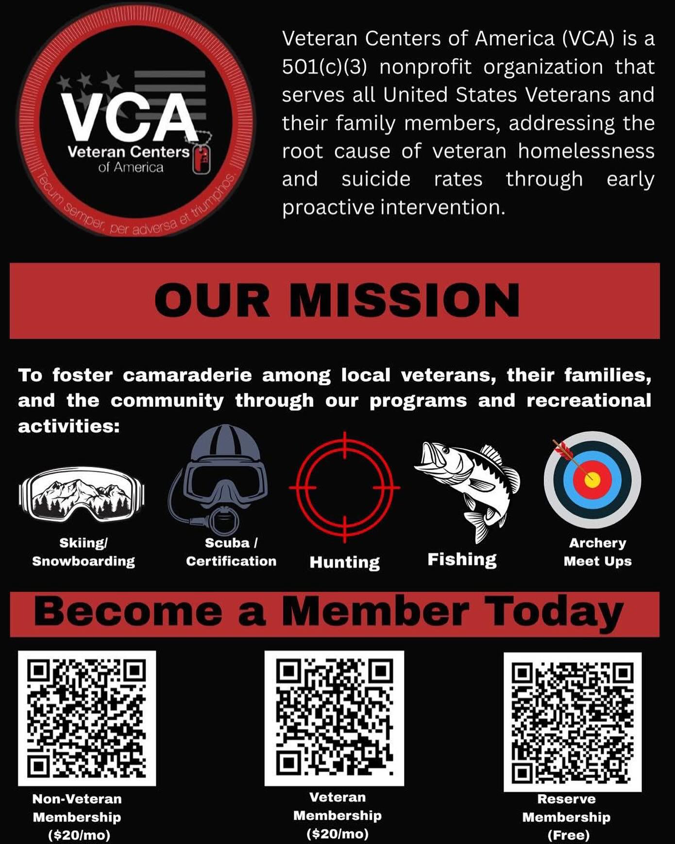 Please join Veteran Centers of America TODAY!!!
If you would like to be an ACTIVE Veteran Member ($20/mo) please click the link below:
https://www.zeffy.com/en-US/ticketing/veteran-membership
If you have friends and family (non-veteran) that would like to join our cause they can be a member here
https://www.zeffy.com/en-US/ticketing/donor-supporter-non-veteran-membership
For a FREE Reserve Membership to help us grow our numbers please click here:
https://www.zeffy.com/en-US/ticketing/veteran-centers-of-americas-reserve-memberships
To DONATE to Veteran Centers of America (VCA) you can click the link below:
https://www.zeffy.com/en-US/donation-form/donate-to-veteran-centers-of-america
PLEASE NOTE: The program we use for Fundraising/Membership has an OPTIONAL suggested voluntary fee of 17%. Please feel free to change this to OTHER ($0.00) before completing your transaction.
Thank you in advance for your support
#veteran #military #veteranowned #VeteranOwnedBusiness #support #nonprofit #nonprofitorganization #militaryfamily #MilitaryFamilySupport