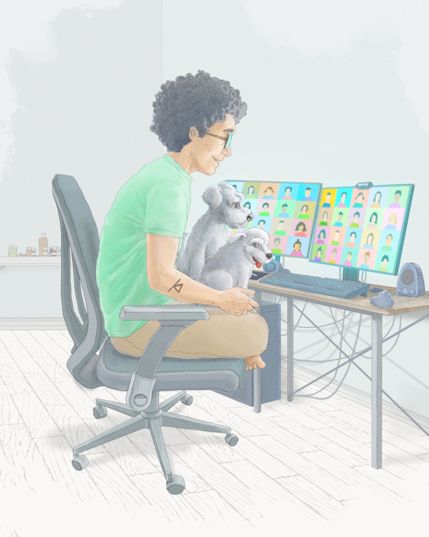 "Woof Woof Hello"
A handmade illustration inspired by the pleasure of helping my students develop their art & design dreams. I hope your Sunday's feeling bright.