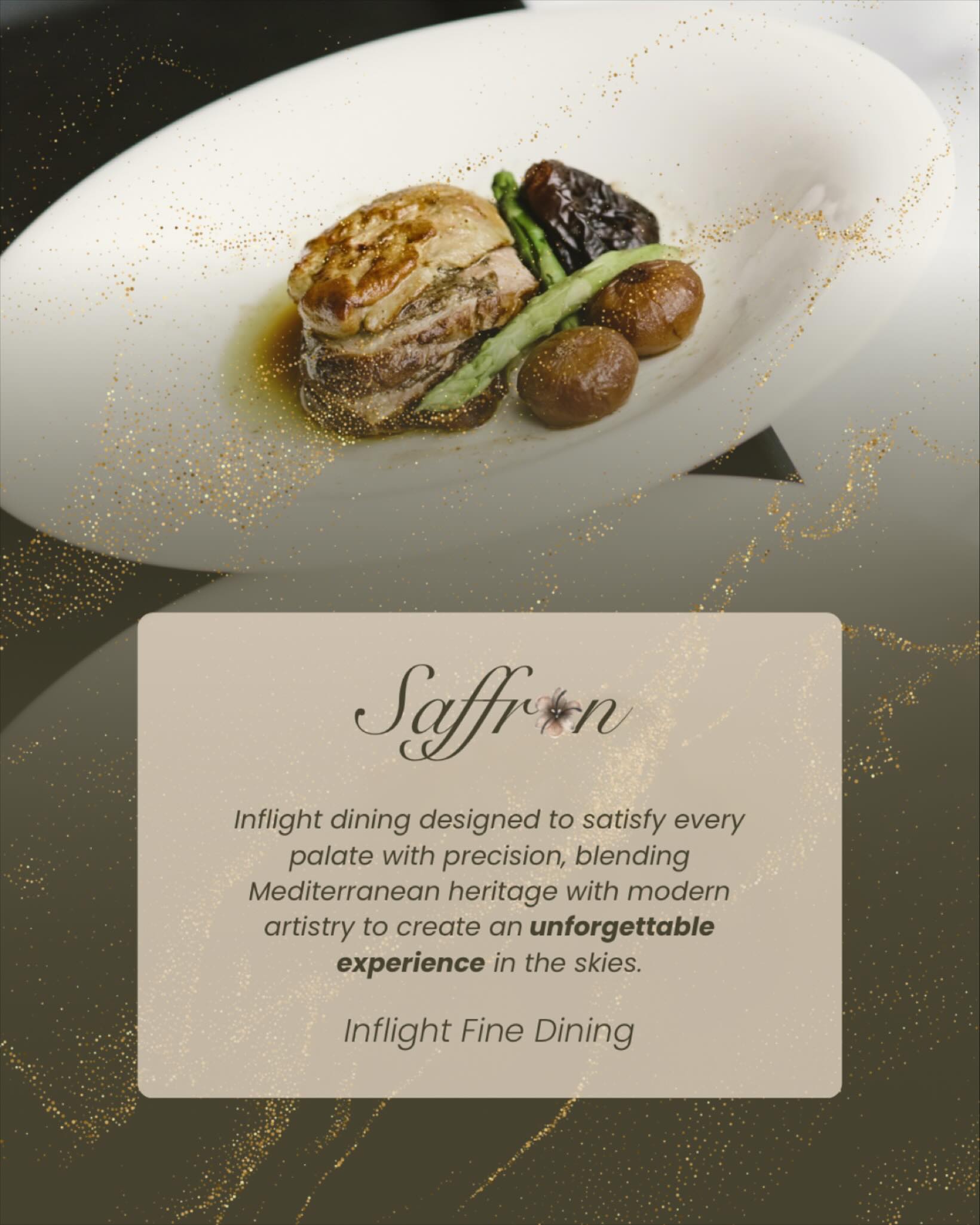 A Mediterranean journey, reimagined above the clouds.
At Saffron, we blend heritage and artistry to craft dining moments that linger far beyond the flight. 🛩️🍷
Each plate is precision, passion, and poetry — because inflight dining should be nothing less than unforgettable.
#SaffronInflight #LuxuryInTheSky #FineDiningExperience #MediterraneanCuisine #PrivateJetCatering #SkyDining