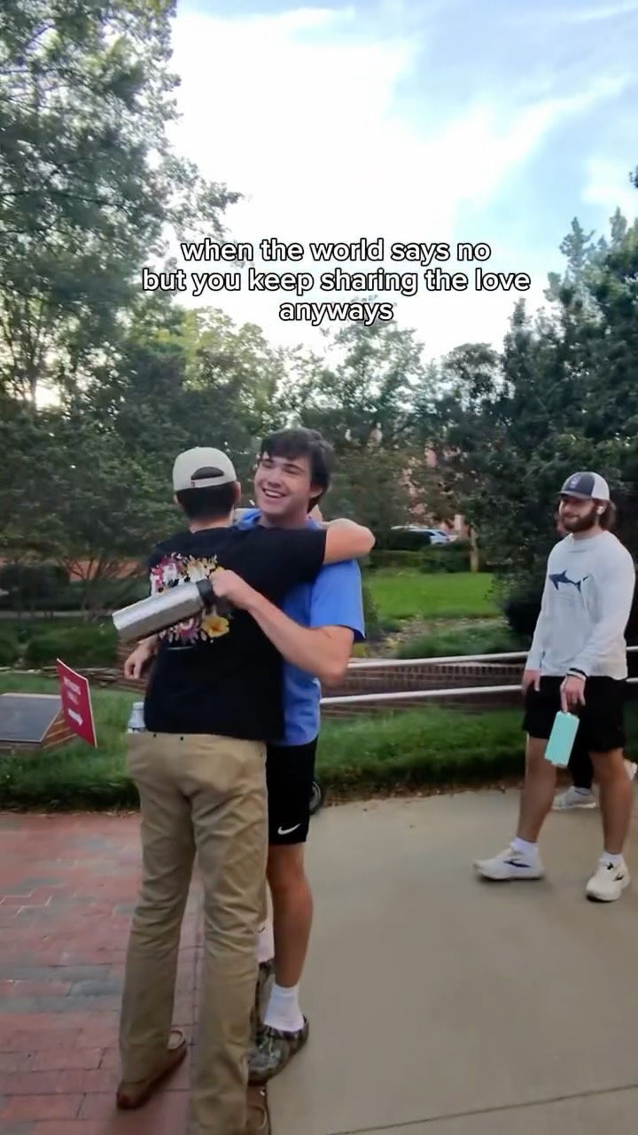 Just a guy on a mission to spread some joy
🏔️
🏔️
🏔️
🏔️
#discomfortzone #discomfortclub #ncstate #ncsu #ncstateoncampus #studentlife #college #collegelife #growth #community #raleighnc #challenge #funny #shenanigans #socialchallenge #hugs #freehugs