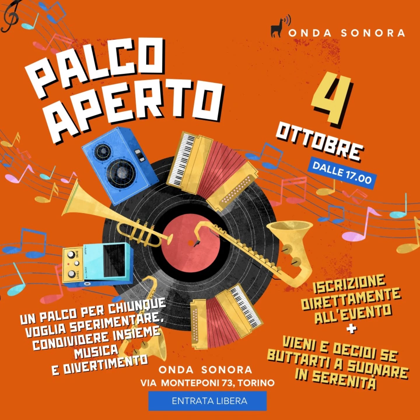 Primo PALCO aperto dell'anno!!!
Sabato 4 ottobre dalle 17.00!
Un evento per sperimentare e condividere musica
