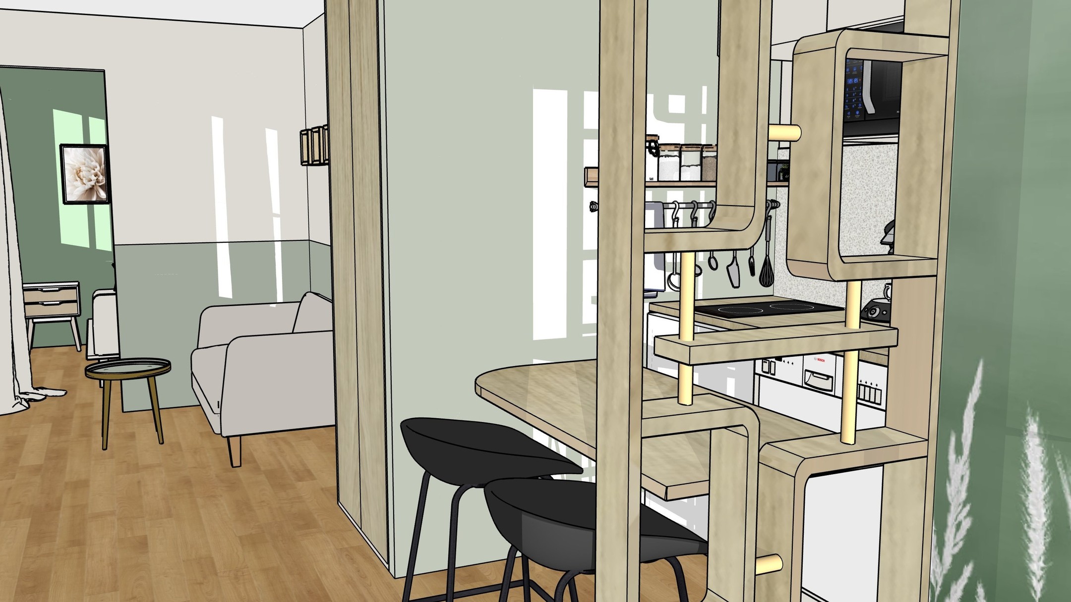 Voici un nouveau projet dont la partie conception vient de se terminer.
En attendant de vous présenter l'appartement après travaux, voici le projet 3D.
Pour ce projet, il a fallu prendre en compte l'espace, restreint et en longueur, ainsi que la luminosité.
A la demande de ma cliente, nous avons ici un lieu cocooning, un aménagement sobre mais coloré, des rangements optimisés et tout cela avec un budget restreint !
Pour de la location courte ou longue durée... Ca fonctionne!
Hâte de vous montrer le bien une fois les travaux terminés ! 🤩🤩
#renovations #renovationproject #amenagementinterieur #decorationinterieur #architectedinterieur #interiorarchitecture #perigueux #perigueuxcommerce #dordogne