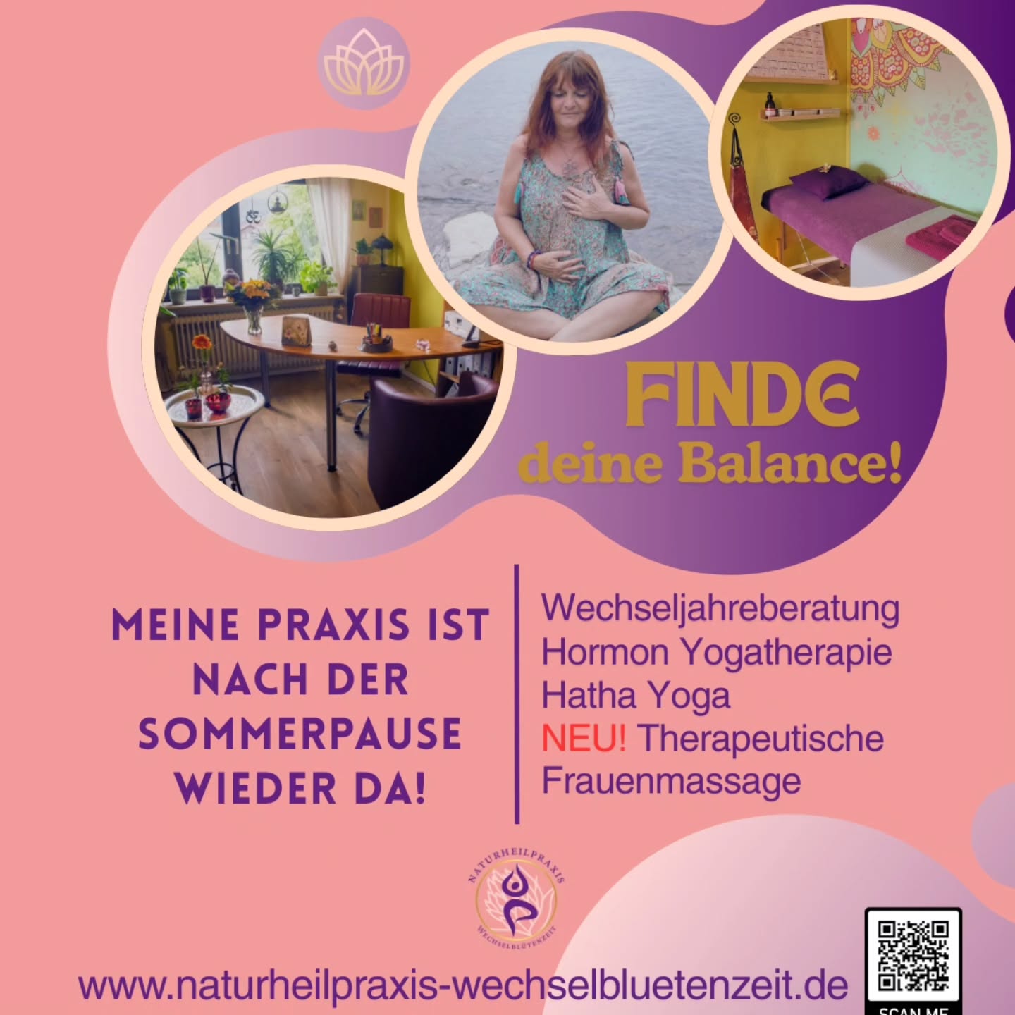 🌸 Zurück aus der Sommerpause! 🌸
Ab sofort ist die Praxis wieder geöffnet und ich freue mich darauf, euch zu begleiten. 💕
Meine Angebote für dich:
🔅 Individuelle Wechseljahreberatung
🔅 Yogakurse in Hatha Yoga
🔅 Hormon Yogatherapie
🔅 NEU: Therapeutische Frauenmassage
Alles für deine hormonelle Balance – ganzheitlich, empathisch und im geschützten Rahmen. ☯️
Melde dich gerne für Termine oder Kursplätze – ich freue mich auf dich! 🫶
Hi, ich bin Rita, Wechseljahreberaterin mit Herz und eigener Geschichte. 👩🦰
Herzlichst, deine Rita 💜
#wechseljahre #hormonbalance #hormonyoga #therapeutischefrauenmassage #hathayoga #frauengesundheit #selbstfürsorge #frauenkraft #achtsamkeit #neckargemünd