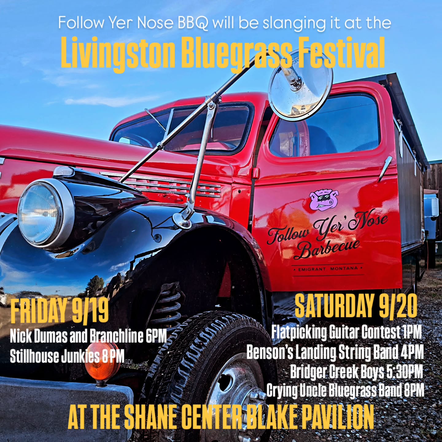 Livingston Montana! This Friday and Saturday, @theshanecenter is hosting the first (hopefully annual) Livingston Bluegrass Festival! We're bringing Chancho and the Barbecue treats. @katabaticbrewing and @neptunes_brewery will keep yall hydrated.
🪕
Come pick it or kick it. If you want to enter Saturday's Pickin' Contest or Just Kick it and enjoy the tunes. Let's show up for this one, yall. Its gonna be a beautiful weekend and a great way to spend time with your people. And get some BBQ Chow.
🎻
#montana #livingston #bbq #barbeque #beer #sunshine