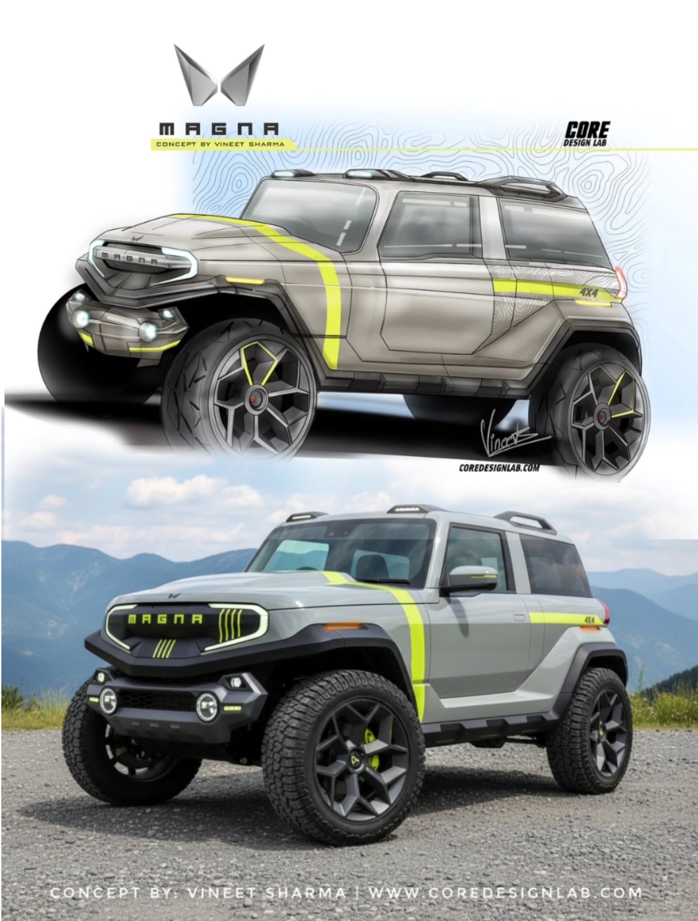 When I first imagined the Mahindra Magna, it was just traditional pencil strokes and passion to sketch something wild.
Now, AI has rendered it into something almost lifelike.
(Being an old-fashioned individual) Art, to me, is sweat, mistakes, and human touch, not algorithms. Still, this is the direction the creative world is moving and this confuses me a lot of times. It’s both inspiring and unsettling to see art evolve this way. Maybe the future of art lies in learning how to balance both worlds?
Check out the Mahindra Magna concept details (originally released in July 2023): https://www.coredesignlab.com/post/mahindra-magna-concept-e-suv-of-the-future
Concept by: Vineet Sharma / @lordvineet
#CoreDesignLab #MahindraMagna #cocneptart #conceptdesign #conceptsketch #transportationdesign #cardesigncommunity #cardesign @mahindra_auto @mahindraadvanceddesigneurope #artistsoninstagram