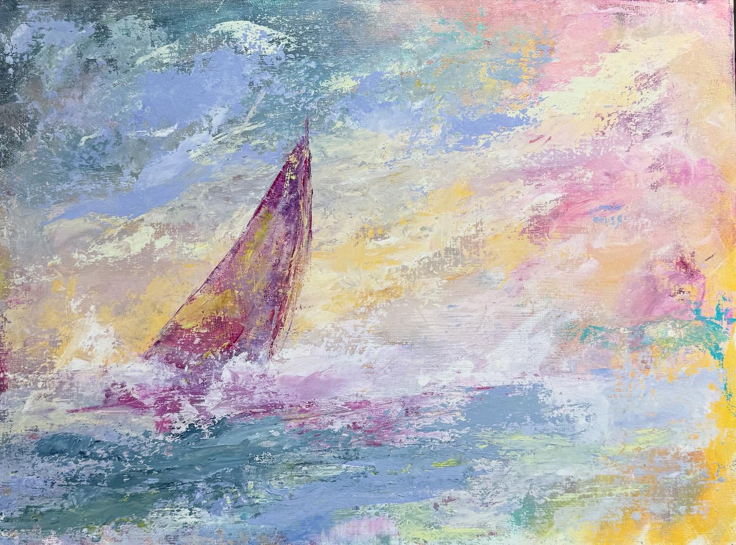 Still hiding from the world but am still grooving in the studio. Haven’t named this one yet…am unsure if I like it enough 🤷♀️🤪. Nope, I do love it! AND I do think it would work brilliantly on a puzzle from Villager Puzzles - @villagerpuzzles . It’s a west coast theme of sailing… Acrylic on cradled wood panel.
#lookforthelight #atmosphericpainting #villagerpuzzles2026 #seascapepaintings #newimpressionism #vanisleartist #westcoastartist #westcoastart #intuitivepainting #canadiancontemporaryart #impressionismart #artcomtemporary #vancouverislandartist #canadianlandscapes #canadianart #landscapeimpressionism #modernimpressionism #CanadianArtDaily #interiorart #impressionisticlandscape #instaexploringart #intuitiveart #intuitiveartist #artforsale #originalart #getyourpainton #vancouverislandart #villagerpuzzles