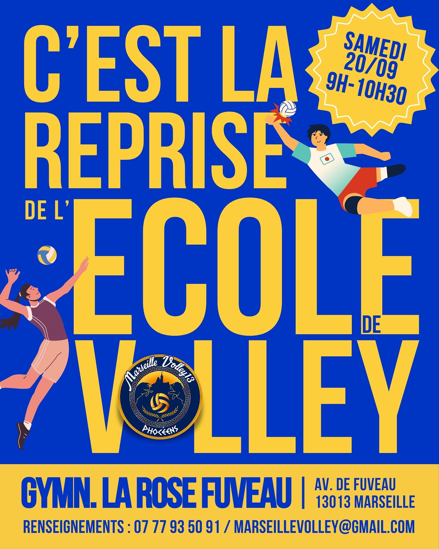 🏐 L’école de volley retrouve son gymnase de la Rose Fuveau à partir du samedi 20 septembre 🙌🏻
On vous y attend nombreux 🔵⚪️