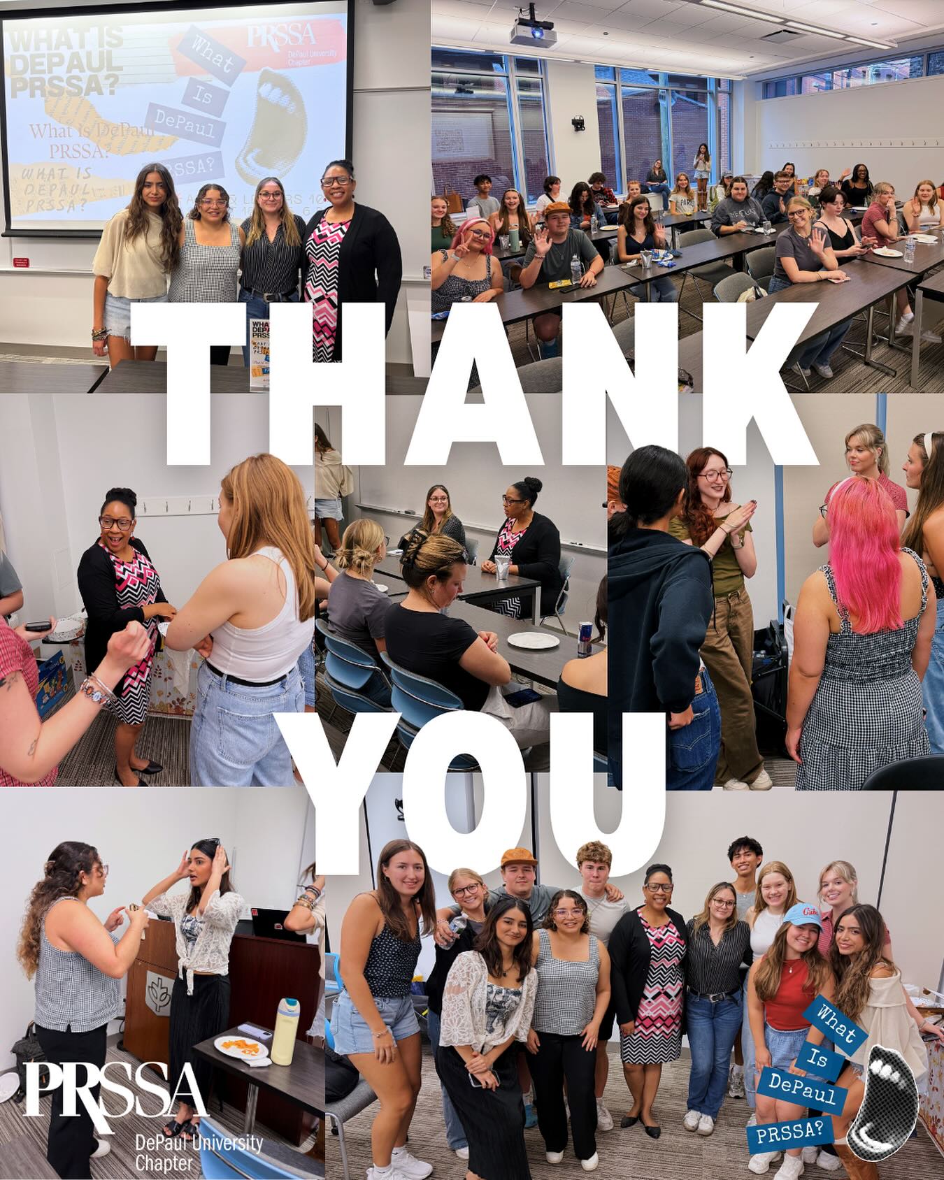 Thank you to everyone who attended “What is DePaul PRSSA?” and helped make it a success. We hope you are excited about all that PRSSA offers and the many ways our chapter can support your growth in PR and communication careers. It was fantastic meeting new DePaul faces, and we’re so glad you’re here.
Special thanks to our speakers Bridgette Russell and Tessa Hurksa for taking time out of their week to speak about their experiences with us!