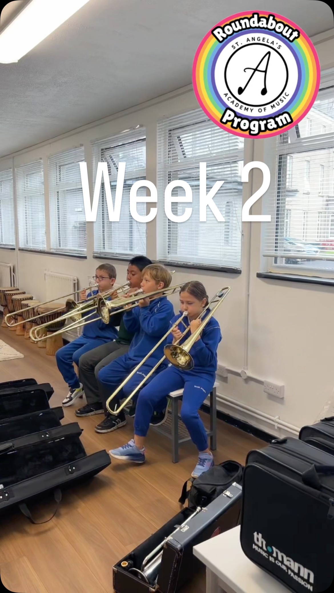 🌟 Week 2 of the Roundabout Program 🌟
Big smiles all around as our first group of students from 4th class @scoilangelathurles dive into orchestral instrument lessons! 🎻🎺
After last week's taster, they're now learning violin, cello, trumpet, trombone, or clarinet. Later today, students will get to try saxophone, french horn, and flute 🪈🎷
Everyone also gets the chance to play in the ukulele band with Director Kevin Sutton 🎶.
Today's the day for more students from @scoilangelathurles and @presentationprimarythurles to join the musical fun! We’re so delighted to have them here and can’t wait to see them blossom into talented musicians.