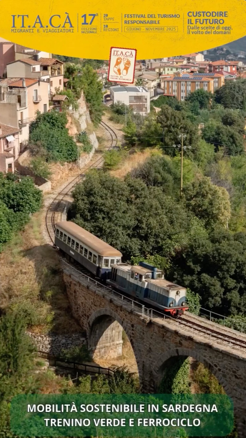 🚆 In occasione della Settimana Europea della Mobilità, la Tappa Ogliastra del Festival @it.a.ca apre il dibattito sul futuro della ferrovia ogliastrina: tra rilancio del Trenino Verde e progetto del Ferrociclo, primo prototipo in Italia per un turismo lento e sostenibile. 🌿
👉 Oggi il Trenino Verde viaggia solo 1 volta a settimana (Tortolì–Lanusei), mentre la tratta Arzana–Gairo–Ussassai–Seui è ferma da anni.
L’incontro sarà l’occasione per parlare di rilancio, sviluppo e nuove opportunità per il territorio.
📅 Giovedì 18 settembre – ore 18:30
📍 Aula Consiliare, Comune di Gairo
💡 Un nuovo modo di viaggiare è possibile: più verde, più vicino al paesaggio, più attento alle comunità locali.
#ItacaFestival #TurismoResponsabile #Ogliastra #TreninoVerde #Ferrociclo #TurismoSostenibile