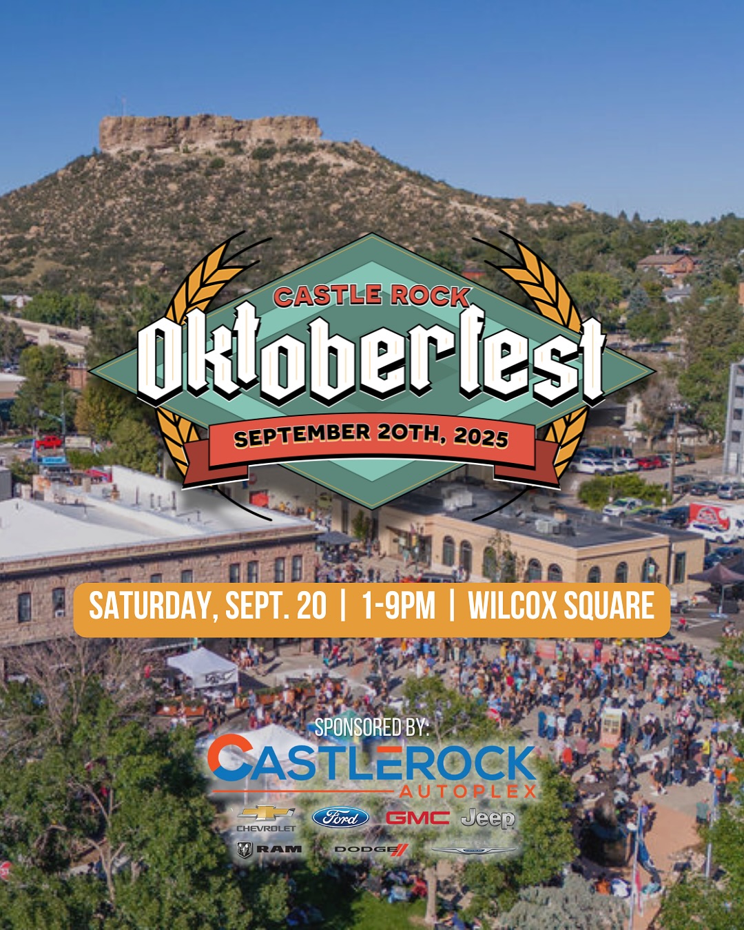 ☀️ Castle Rock Oktoberfest is THIS WEEKEND, and we have the details you need to celebrate one of the largest fall-time events in Castle Rock!
🇩🇪 Enjoy the festival on Saturday, September 20 from 1-9pm! Attending the festival is totally free, no admission fee or tickets required!
🍺 Sales for commemorative steins start at 12:30p! Each stein is $38 and comes with one drink token. Get your first beverage and head to the main stage for the ceremonial keg tapping at 1:00pm!
🎵 Check out the entertainment schedule for live music, dancing and stein hoisting competitions.
🎈 Bring the whole family! Entertainment like bounce houses, rock climbing, face painting, balloon artists (and more) will keep the kiddos happy!
We can’t wait to see you there! 🍻
#fallorado #castlerockcolorado #castlerockoktoberfest #downtowncastlerock #crco #coloradooktoberfest #castlerockfamilies