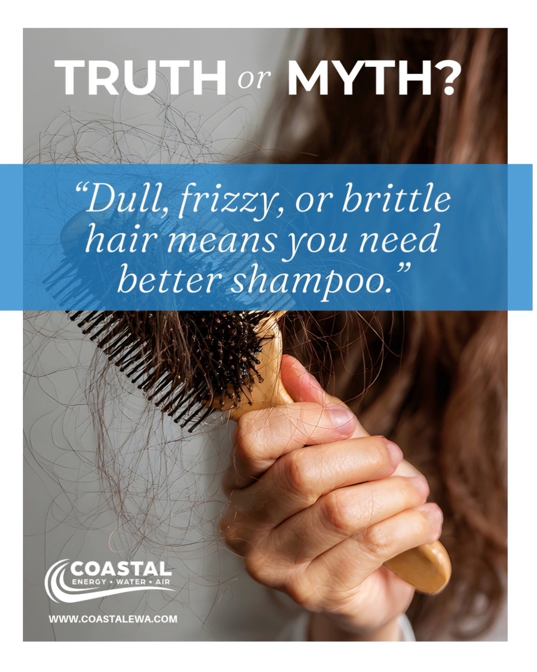 💆♀️ Truth or Myth
👉 Myth! The real culprit is often hard water buildup. Minerals in tap water coat each strand, weighing hair down, stripping natural shine, and making it harder to manage.
With a whole-house water system, you get softer, cleaner water at every tap — helping restore your hair’s natural softness, shine, and bounce ✨.
💧 Better water = better hair days.
#TruthOrMyth #HealthyHairStartsWithWater #SoftWaterSolutions #BetterWaterBetterLife #CoastalEnergyWaterAndAir