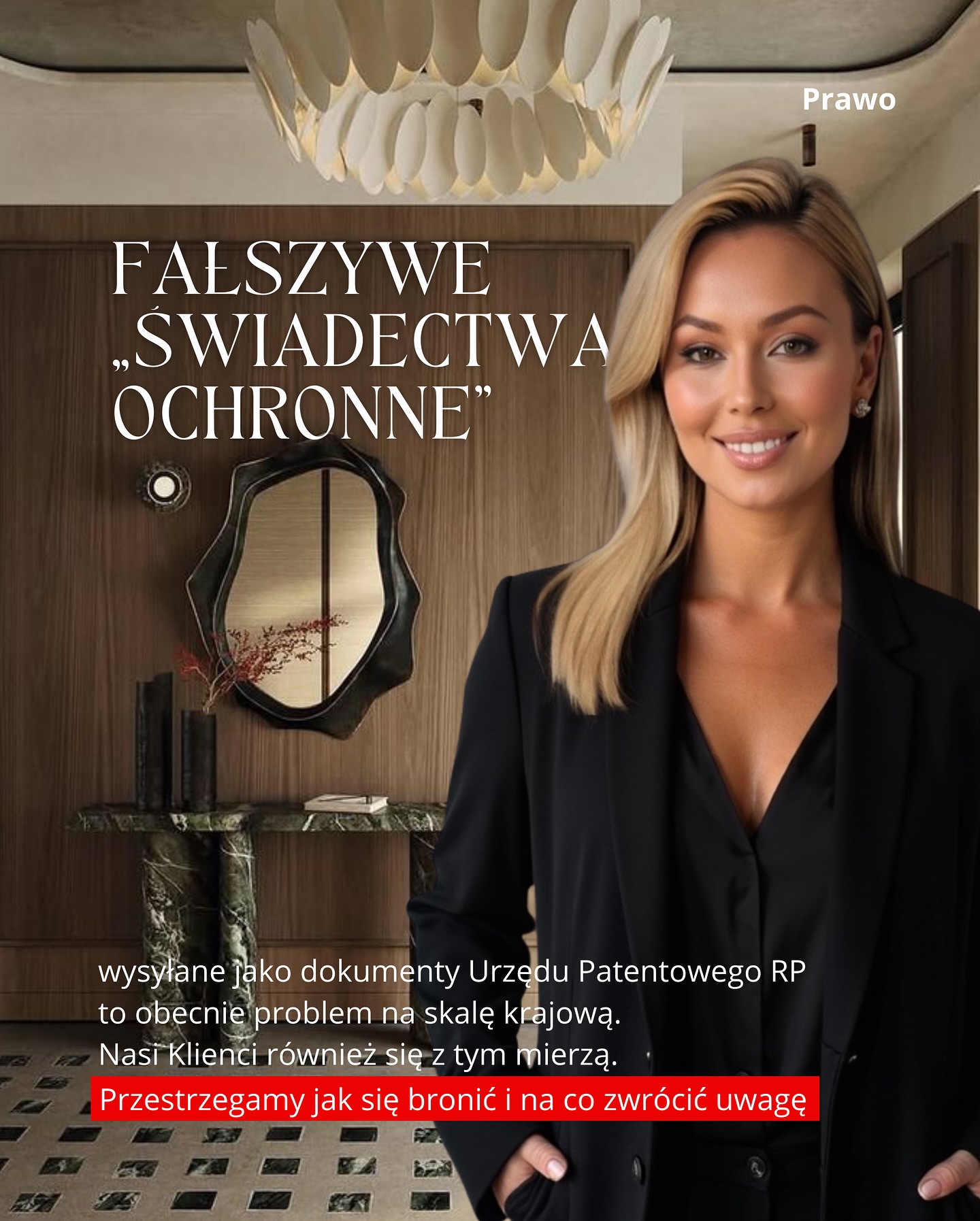 Coraz częściej pojawiają się fałszywe „świadectwa ochronne” podszywające się pod dokumenty Urzędu Patentowego RP. Jeden z naszych klientów otrzymał takie pismo wraz z prośbą o płatność w euro na zagraniczne konto.
Oszuści wysyłają fałszywe decyzje/upomnienia wzywające do wniesienia opłaty za udzielenie ochrony, przy czym żądane kwoty określane są w EURO, a numery rachunków bankowych wskazują, iż konta bankowe zostały założone w Niemczech. Dodatkowo do ww. fałszywych decyzji/upomnień dołączane jest pismo wzorowane na wydawanych przez Urząd Patentowy RP dokumentach potwierdzających udzielenie prawa ochronnego na znak towarowy (świadectwach ochronnych).
Działania te wprowadzają w błąd adresatów i stanowią próbę wyłudzenia znacznych kwot na szkodę zgłaszających znaki towarowe.
Jako kancelaria też apelujemy o wzmożoną czujność, a w przypadku wątpliwości o kontakt z Centrum Informacji o Ochronie Własności Przemysłowej lub swoim prawnikiem 🤎