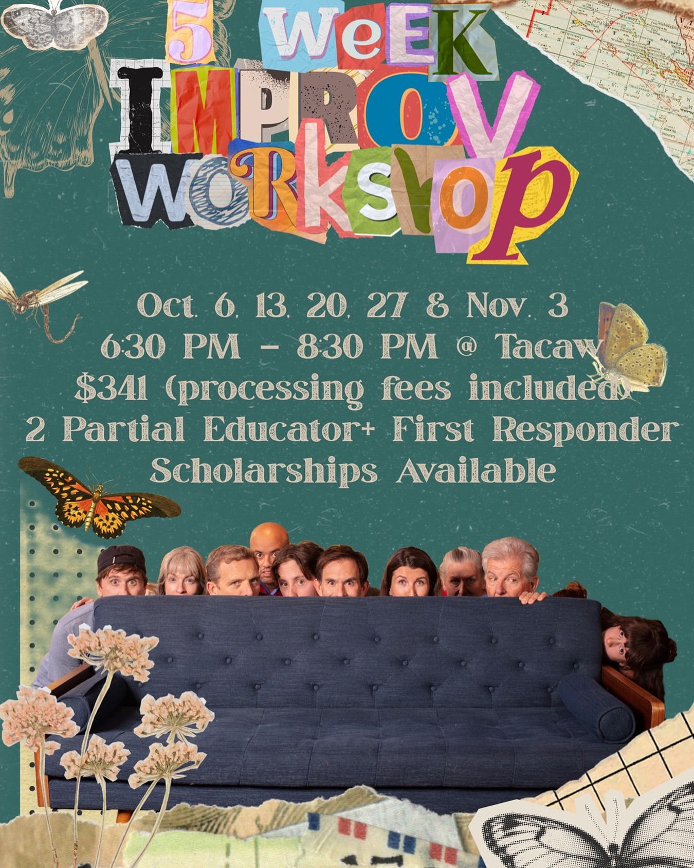 5-week improv workshop for beginners starts Oct. 6th. All registration through TACAW.org. Can’t wait to play!
