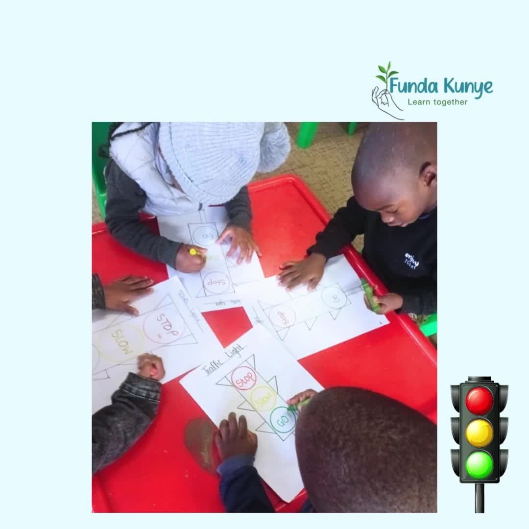 🚦 ELP in Action: Learning About Safety! 🛑🟠🟢
Our little learners exploring road safety through a fun and meaningful activity!
Children coloured in traffic lights and learned what each colour means:
🟥 Red – Stop
🟧 Orange – Go slow
🟩 Green – Go
This activity supports:
✨ Cognitive Development – Understanding rules and symbols
✨ Language Skills – Learning new vocabulary
✨ Colour Recognition – Matching colours to meaning
✨ Real-Life Awareness – Building safety habits early
#FundaKunye #BookDash #FathersWhoRead #EarlyLiteracy #ECDMatters #ReadTogether #CommunityCare #StorytimeMagic