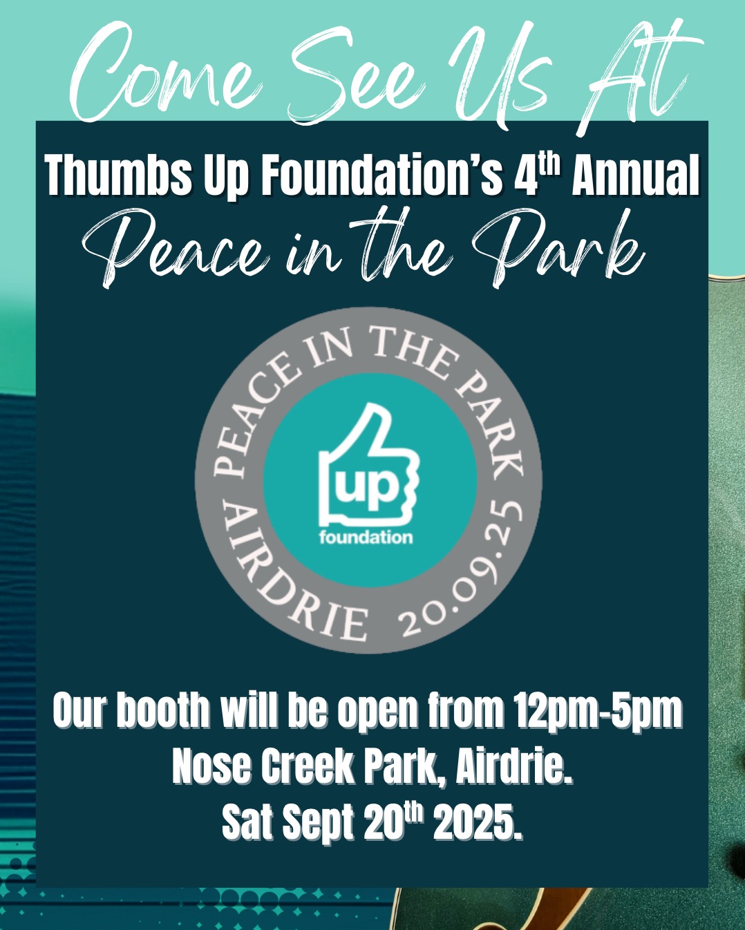 We're out and about this weekend, holding space for peace and self-awareness. You can find us at the 4th Annual Peace in the Park music festival in Airdrie from noon until 5:00 PM. We'll have our fun brain development and mental health activities for you to enjoy!
#PeaceinthePark #Airdrieevents #musicfestival #communitywellbeing