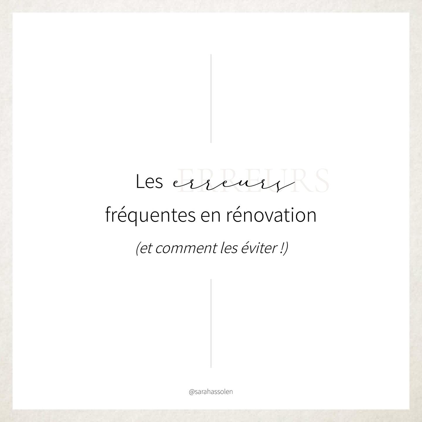| LES ERREURS FRÉQUENTES EN RÉNOVATION
(et comment les éviter !)
Après plusieurs projets, je vois souvent les mêmes pièges se répéter. Alors aujourd’hui, je vous partage les 3 erreurs les plus fréquentes – pour que vos travaux soient une vraie réussite.
1. Négliger l’éclairage
La lumière peut transformer un espace… ou le rendre triste. Multipliez les sources lumineuses (plafonnier, appliques, lampes d’appoint) et adaptez-les à chaque moment de la journée.
2. Vouloir aller trop vite
Décider dans l’urgence mène souvent à des regrets : mauvais matériaux, implantation peu pratique… Prenez le temps de concevoir un projet global avant de lancer le chantier.
3. Oublier la circulation
Un espace peut être magnifique… mais impraticable. Gardez toujours en tête la fluidité des déplacements et prévoyez au minimum 60 cm de passage dans chaque zone de circulation.
Mon conseil : chaque détail compte. Mieux vaut avancer doucement mais sûrement pour créer un intérieur qui vous ressemble et qui restera agréable à vivre dans le temps.
Enregistrez ce post pour le garder en tête avant vos travaux et dites-moi en commentaire : laquelle de ces 3 erreurs avez-vous déjà faite chez vous ?
#architectedinterieur #amenagementinterieur #renovationinterieure #projetsurmesure #decointerieur #decoratricedinterieur #architectedinterieur74 #decohautesavoie #interiordesignannecy #AgenceSarahAssolen