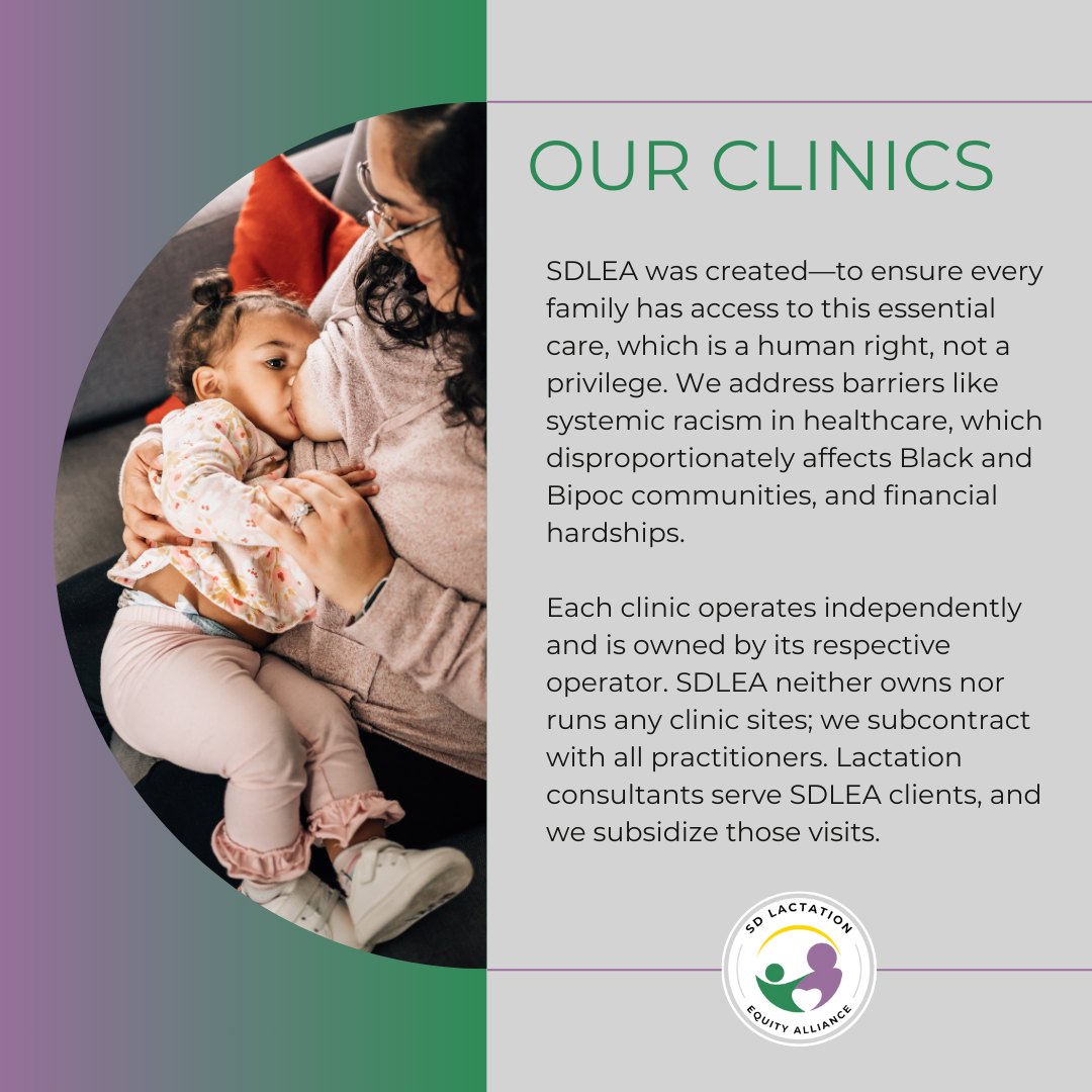 💜 Access to Quality Lactation Care Should Be a Right, Not a Privilege 💜
At SDLEA, we’re committed to making breastfeeding support affordable, culturally sensitive, and inclusive for all families. With sliding-scale fees starting at just $30, we aim to break down barriers like systemic racism and financial hardships, especially for Black, Indigenous, Latinx, Asian, and low-income families.
We partner with amazing Black and Latina-owned clinics in San Diego, offering in-home, in-office, and telehealth appointments to meet YOU where you are.
Let’s make breastfeeding support accessible for ALL.
📍 Melanin Milk SD Collective
📍 Mended and Well Made
📍 The Milky Road Lactation
Book your visit today by clicking the link in the bio.
#InclusiveCare #BreastfeedingSupport #SDLEA #BlackOwnedBusiness #LatinaOwnedBusiness #BIPOCFamilies #HumanRightsNotPrivilege