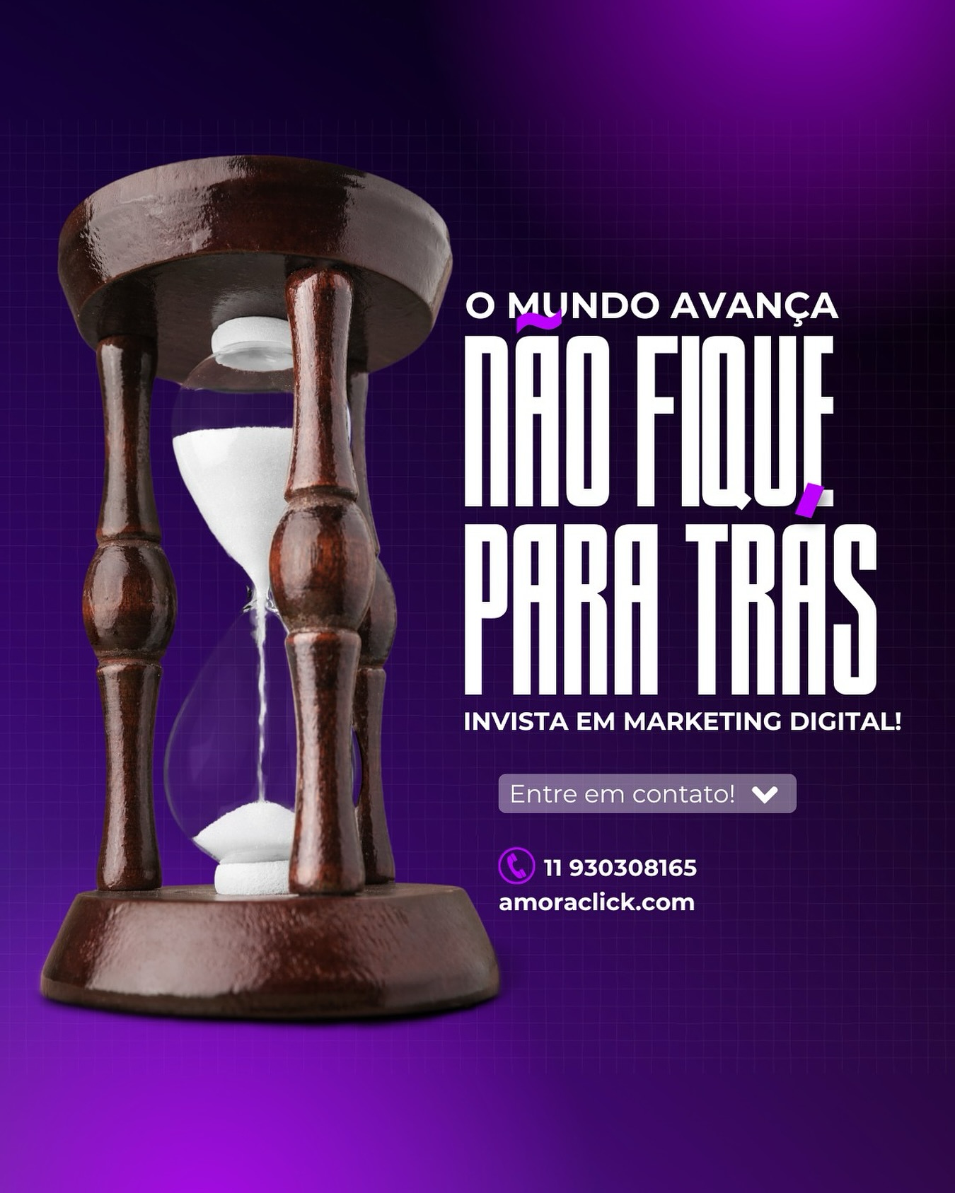 Enquanto você pensa se deve investir em marketing digital, seus concorrentes já estão aparecendo no feed dos seus clientes.
O tempo não para — e cada dia sem presença online é uma oportunidade perdida de vender mais e ser lembrado.
Marketing digital não é mais um diferencial, é sobrevivência. Quem age agora, colhe resultados amanhã.
Entre em contato e garanta o crescimento da sua marca antes que o relógio zere.
#MarketingDigital #PosicionamentoDeMarca #GestãoDeMídias #ResultadosOnline #AmoraClick