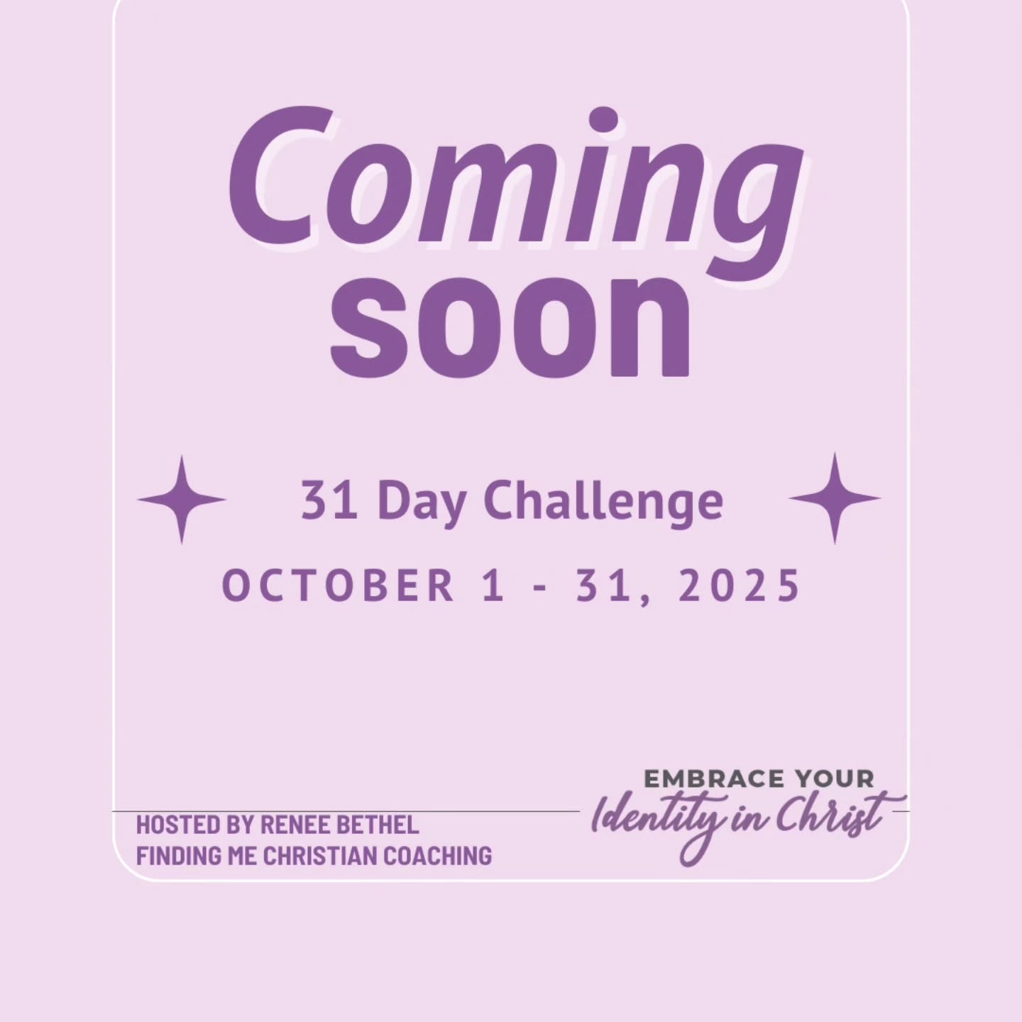 Who's joining me for 31 days of Biblical Truth delivered to your inbox???
Comment ME if you want the link to sign up!
Starting October 1st!!
#31daychallenge #Biblicaltruth #renewyourmind
#identityinChrist
#Christianlifecoachforwomen #Enneagramcoach #BatonRouge
#grace
#newcovenant