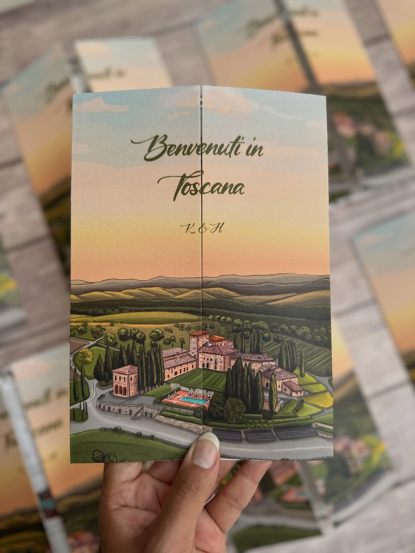 Tuscany wedding venues are so dreamy to draw and bring to life 🇮🇹✨