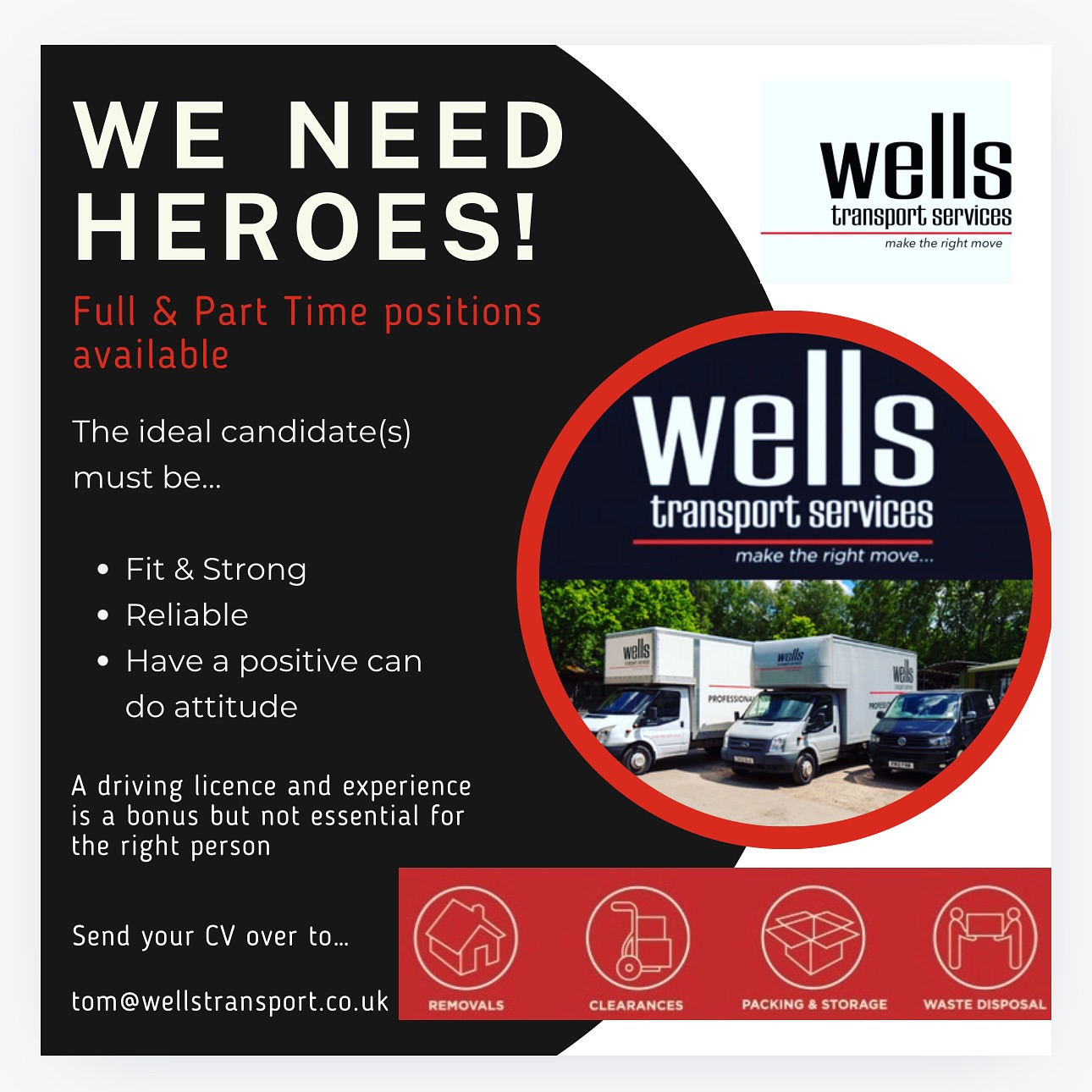 We are hiring! We are looking for people to help us on a self employed basis. If you or someone you know may be interested, get in touch with Tom!