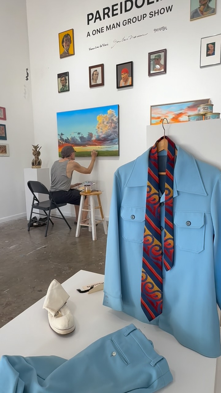 Finishing touches for our opening this evening!
“Pareidolia” a one man group show will open its doors in an hour. We are excited, hope you are excited too! 5305 Bolm Road, bay 9 6-10PM.