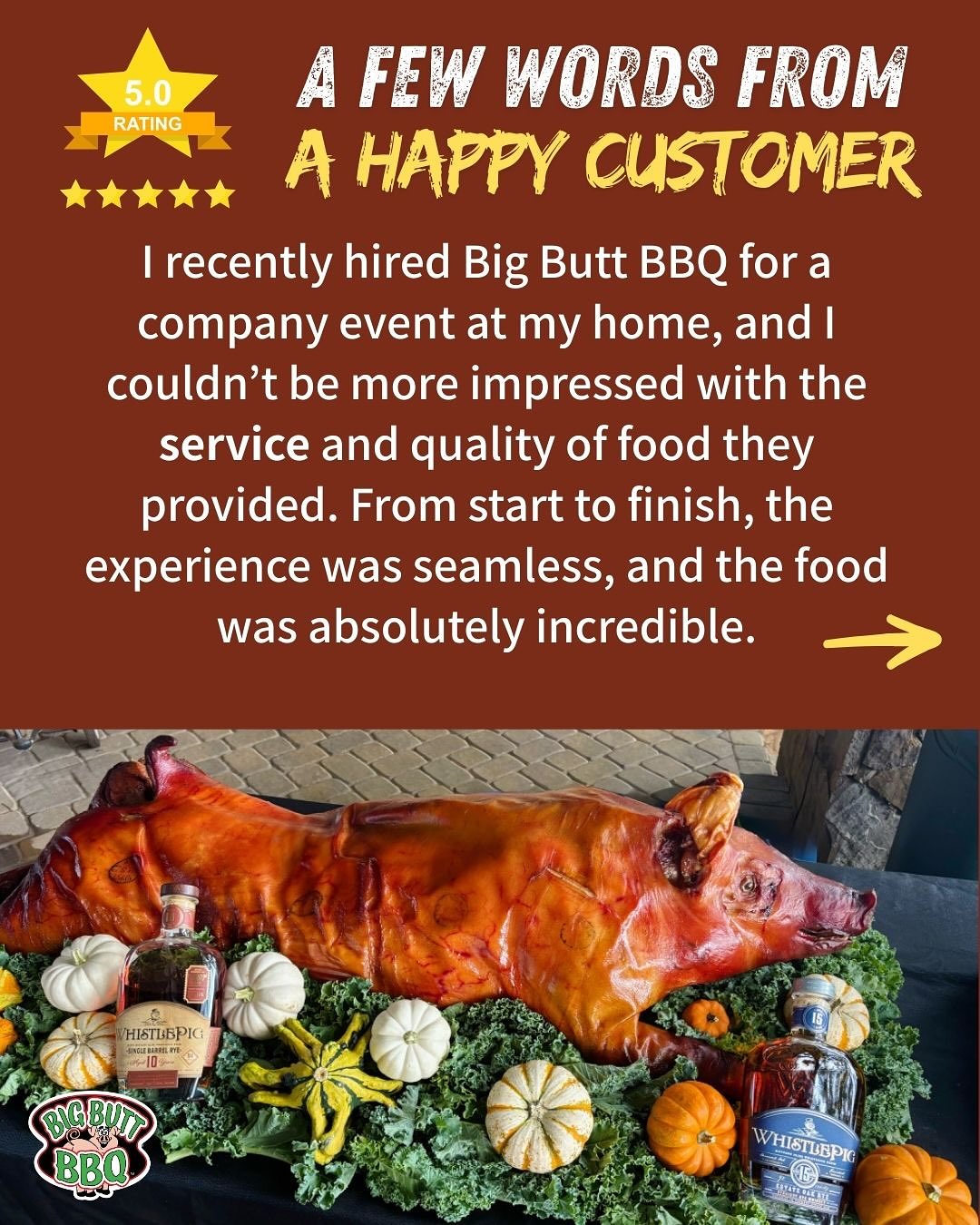 Just received this fabulous five star Google review from a happy customer, and it was just too good not to share! This type of response is what makes all the hard work worth it. 💖🥰🤩⭐️⭐️⭐️⭐️⭐️
#customerreview #testimonial #bbqcatering #wholehog