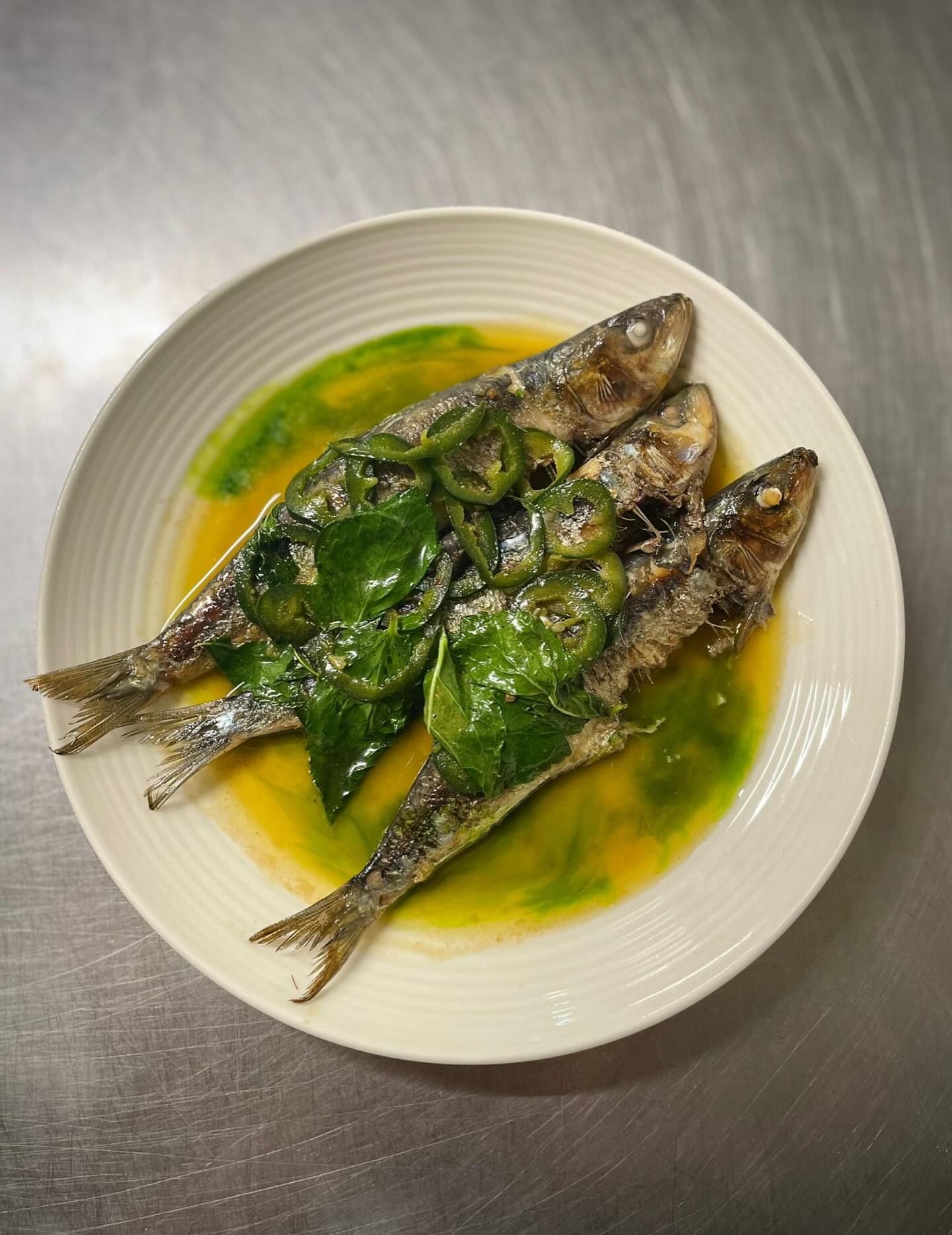 Cornish sardines, chilli & garlic butter