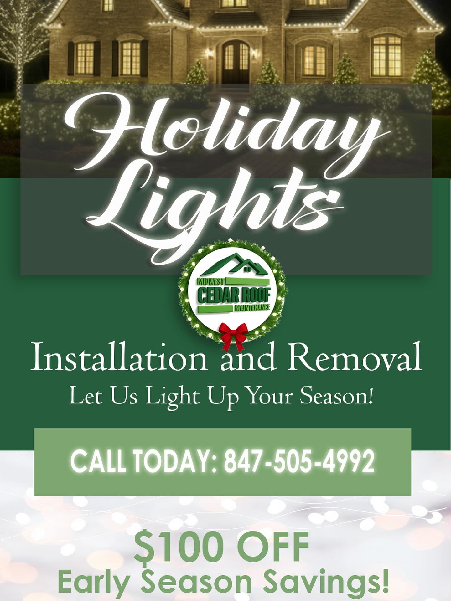 Make this holiday season brighter without the hassle!
Our team takes care of the ladders, lights, and the cold so sit back and enjoy a beautiful lit home .