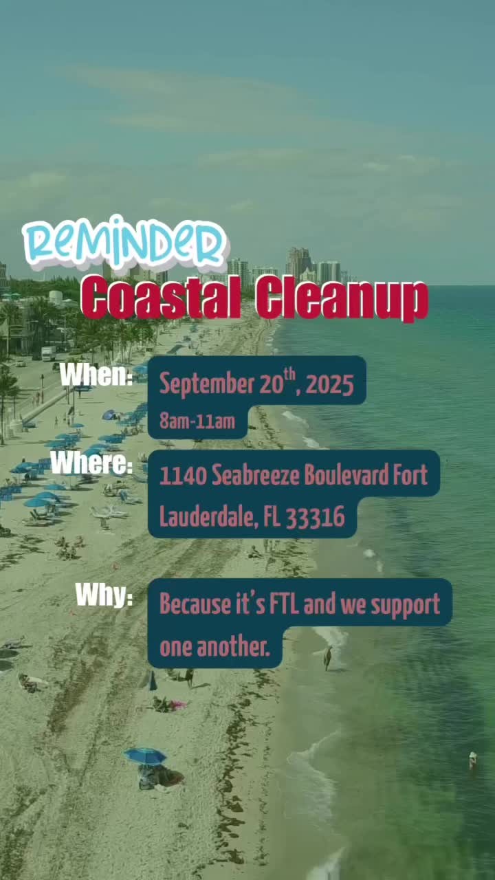 Fort Lauderdale, let’s give our beaches, and our sea turtles🐢, a clean, safe start to fall. Join the community coastal cleanup this weekend (Sat morning). Every bottle cap, straw, and wrapper we remove can prevent a hatchling from getting trapped. 💚
Reach out @thelocaloctopus for more information and registration.
When: Saturday Sept. 20th, 2025, 8am-11am
Where: B Ocean Resort - 1140 Seabreeze Blvd. Fort Lauderdale
Why it matters: Because we support one another in #ftlauderdale
Marine debris and microplastics harm nesting beaches like ours and hurt the ocean ecosystem.
Your hour = real impact.
What to bring:
🧤Reusable gloves + bucket (we’ll have extras)
☀️Sun protection, water, closed-toe shoes
Let’s leave nothing but footprints and brighter futures for our turtles. 🌴🐢
#ResistExtinction #SeaTurtleOversightProtection #FortLauderdale #CoastalCleanup #LeaveNoTrace #KeepOurBeachesWild #FloridaBeaches #VolunteerFTL #ProtectWhatYouLove
