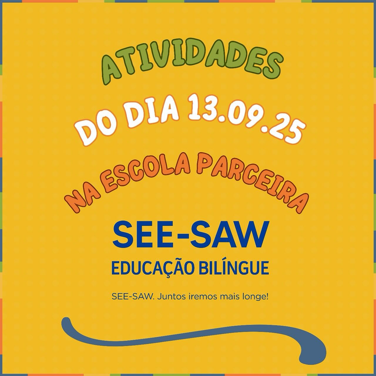 No último sábado, dia 13, vivemos uma manhã animada e repleta de conexões na nossa escola parceira, o See Saw! 💚🧡
Enquanto as crianças se divertiam com atividades na quadra, as mães participaram de uma vivência teatral criativa e transformadora no anfiteatro. Por meio da criação e apresentação de peças, puderam explorar a imaginação, a expressão pessoal e o trabalho em grupo, além de descobrirem novas formas de se conectar consigo mesmas e com o outro.
Nosso agradecimento especial ao See Saw pela parceria e acolhida de sempre!