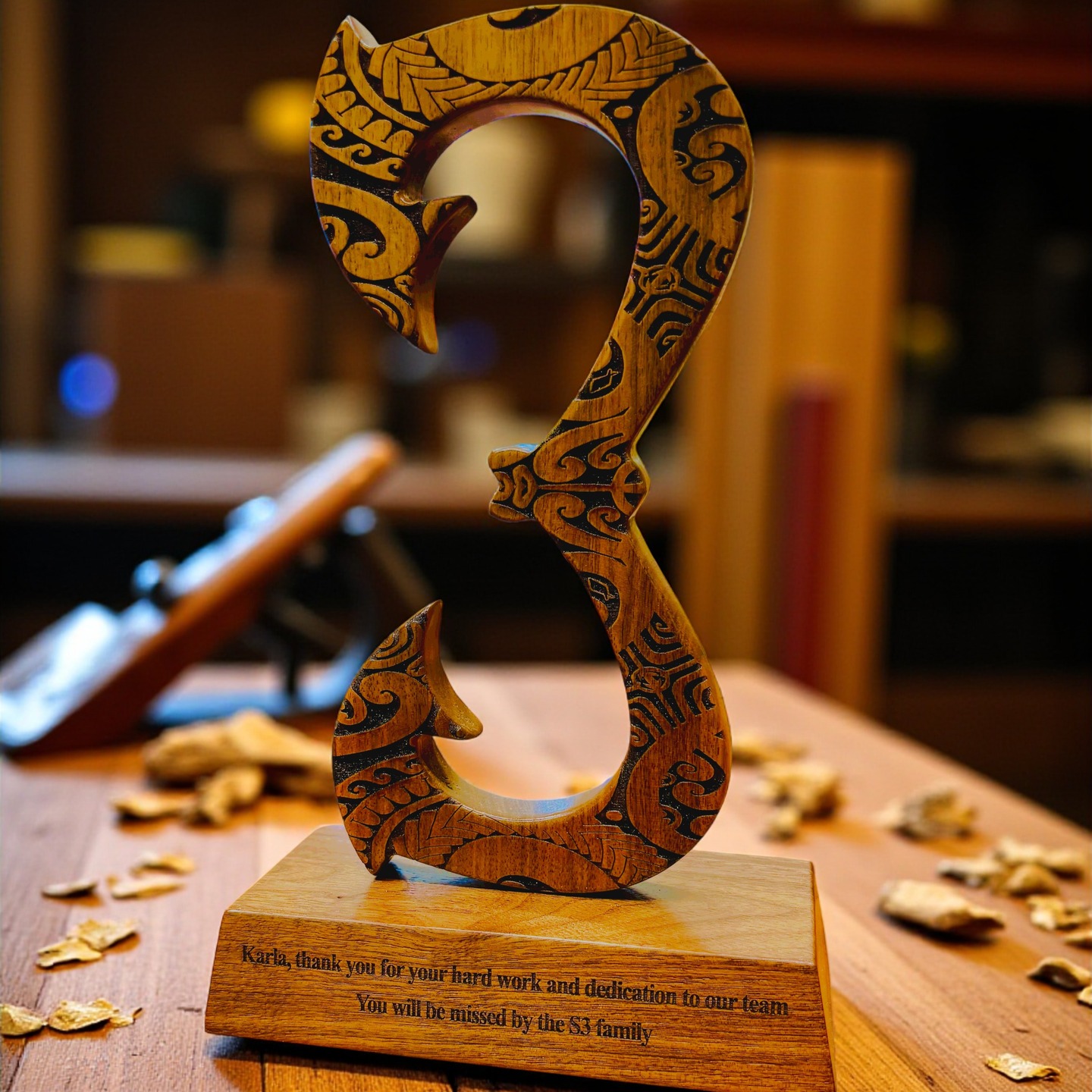 “Just completed this unique walnut fish-hook award—a last-minute request for a meaningful gift. The client shared his vision, and I brought it to life with rich walnut and plenty of aloha. 🤎 #CustomWoodwork #WalnutAward #FishHookDesign #HawaiiCraftsman #WoodworkDesignsHawaii #HandcraftedWithAloha”
Woodwork Designs Hawaii, located in Kaneohe just a few minutes from the H3 and Likelike Highway, is a family-owned business and a perfect hub for creativity and expertise. We specialize in high-quality woodworking, millwork, jointing, planing, resawing, custom fabrication, CNC work, laser engraving, and a complete sewing shop for machine proficiency. We offer free consultations and cater to homeowners, craftsmen, and businesses, providing personalized experiences tailored to each client's unique needs. Our custom creations include custom cabinetry, commercial displays, urns, awards, plaques, memorabilia, paddles, custom signs for homes, family name plaques for entries, and much more. "Building relationships from our hands to yours."