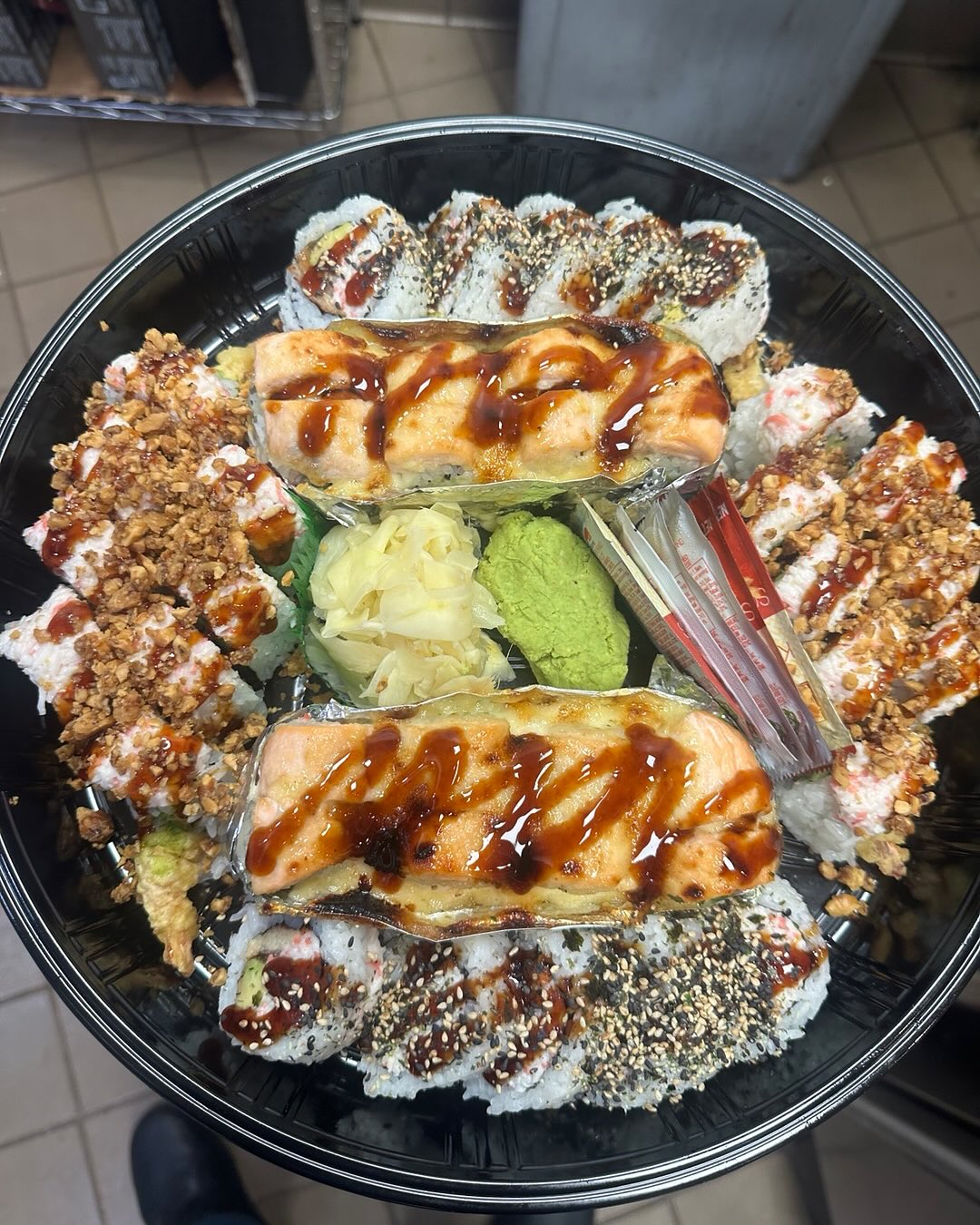 Create your own platter to a party or get-together - Honey Walnut Shrimp, Lion King & Sunset Roll! 6-8 rolls platter