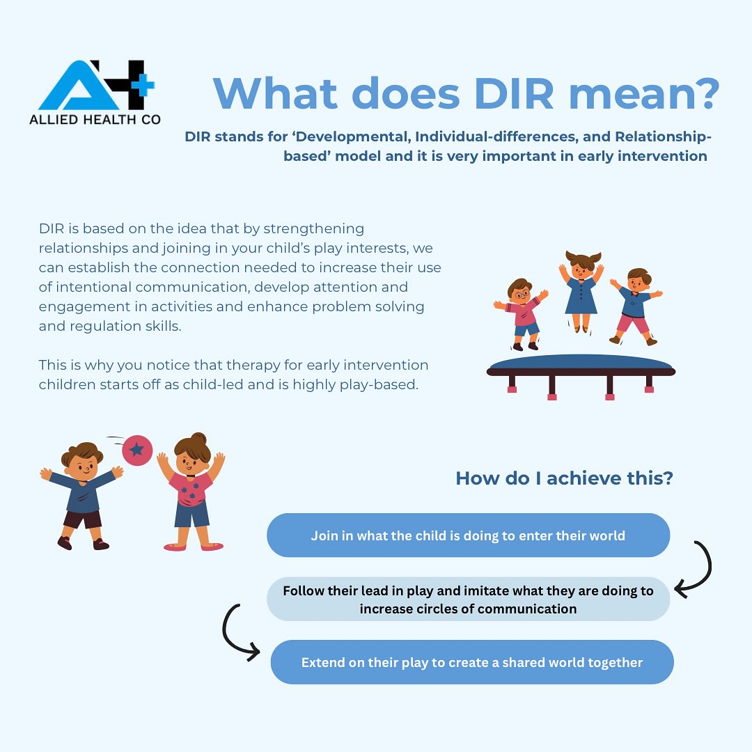 ✨ What is DIR? ✨
DIR stands for Developmental, Individual-differences, and Relationship-based model — a powerful early intervention approach 💡
By joining your child’s world through play, we build stronger connections, improve communication, and nurture problem-solving and regulation skills 🌱💬
👶🏽💙 Child-led. Play-based. Relationship-focused.
Because meaningful progress starts with connection.
#DIRModel #EarlyIntervention #ChildDevelopment #PlayBasedTherapy #AlliedHealthCo #SpeechTherapy #OccupationalTherapy #PhysioKids