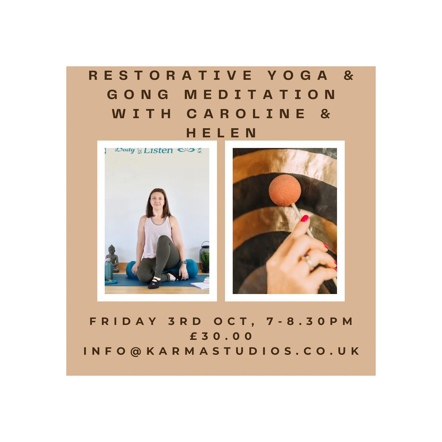 ✨ Restorative Yoga & Gong Meditation ✨
Unwind, release, and be deeply held in rest.
On Friday 3rd October, 7–8.30pm, join me for a calming blend of restorative yoga and the healing vibrations of gong meditation. 🌙
Together, these practices soothe the body, quiet the mind, and create space for deep relaxation. A beautiful way to reset and recharge.
💫 Investment: £30
🧘 Only 4 spaces left – reserve your place today.