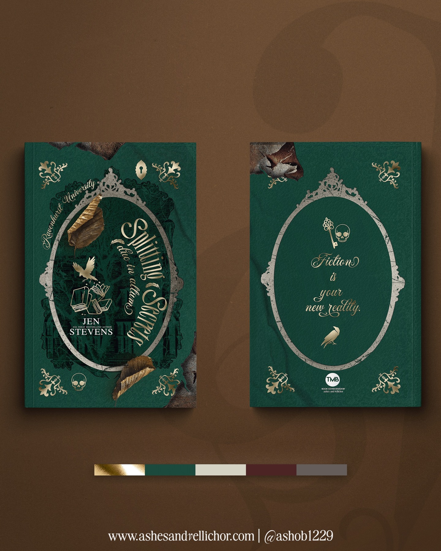 Following up with the second cover reveal for this months @the.midnight.bookshelf featuring @authorjenstevens and the Ravenhurst Duet ! These are designs featuring an aesthetic straight out of a dark academia library, like aged loved gilded books and tombs filled with dusty pages..magic. Both covers feature full metallic foil designs on front, spine, and back cover with multiple elements. These are some of the most foil’y covers ya’ll! I loved designing the original covers and I am so excited to share these editions!
#Ashesandvellichor #ashesandvellichordesigns #bookcoverdesigns #freelancer #freelancecoverdesign #photoshop #graphicdesign #graphicdesigner #bookdesigner #freelancecoverdesign #Typographydesign #romancebookcovers #romanceauthors #freelancegraphicdesign #gothicacademia