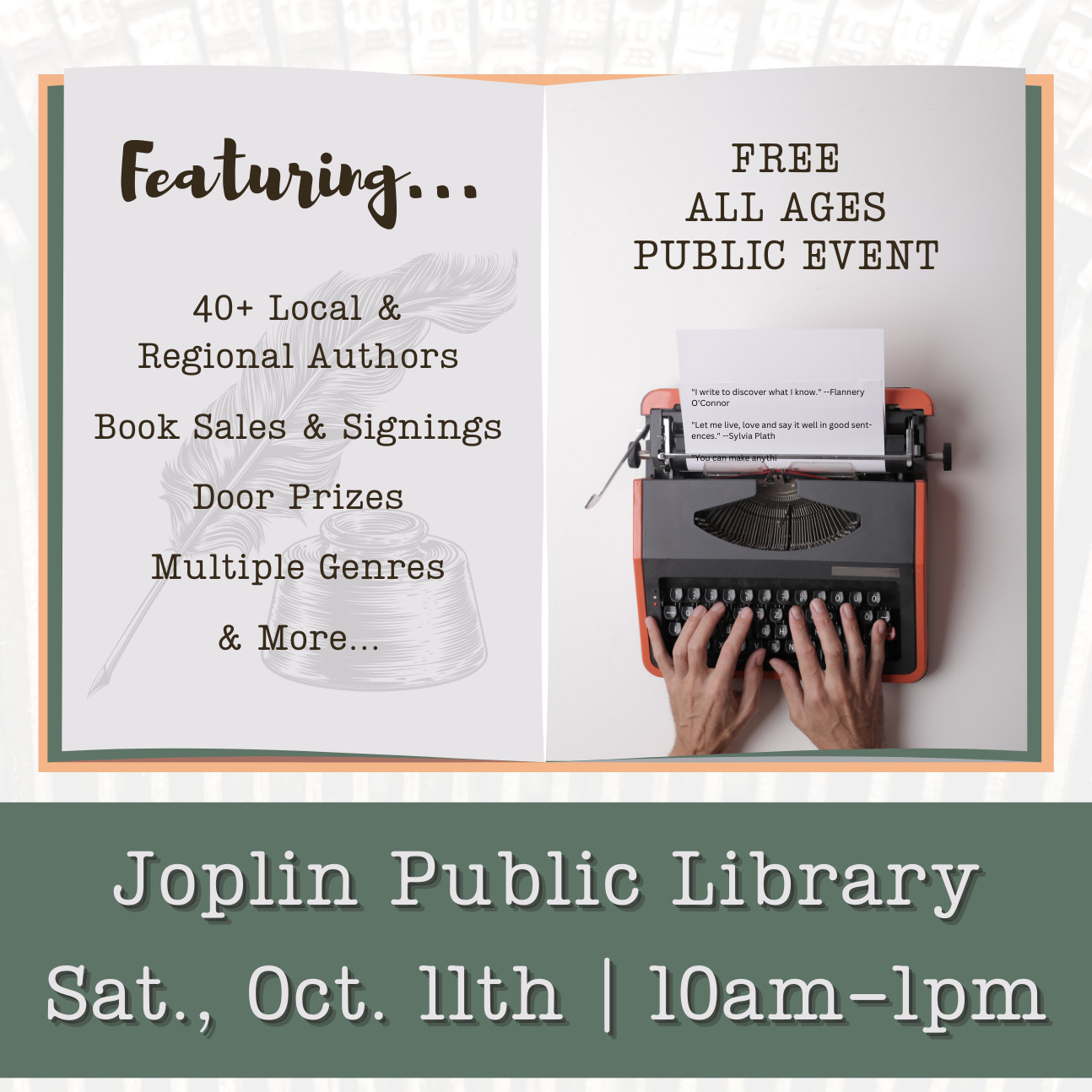 I will be there with copies of my novel and ready to autograph! Come and see me! I would LOVE to meet you!