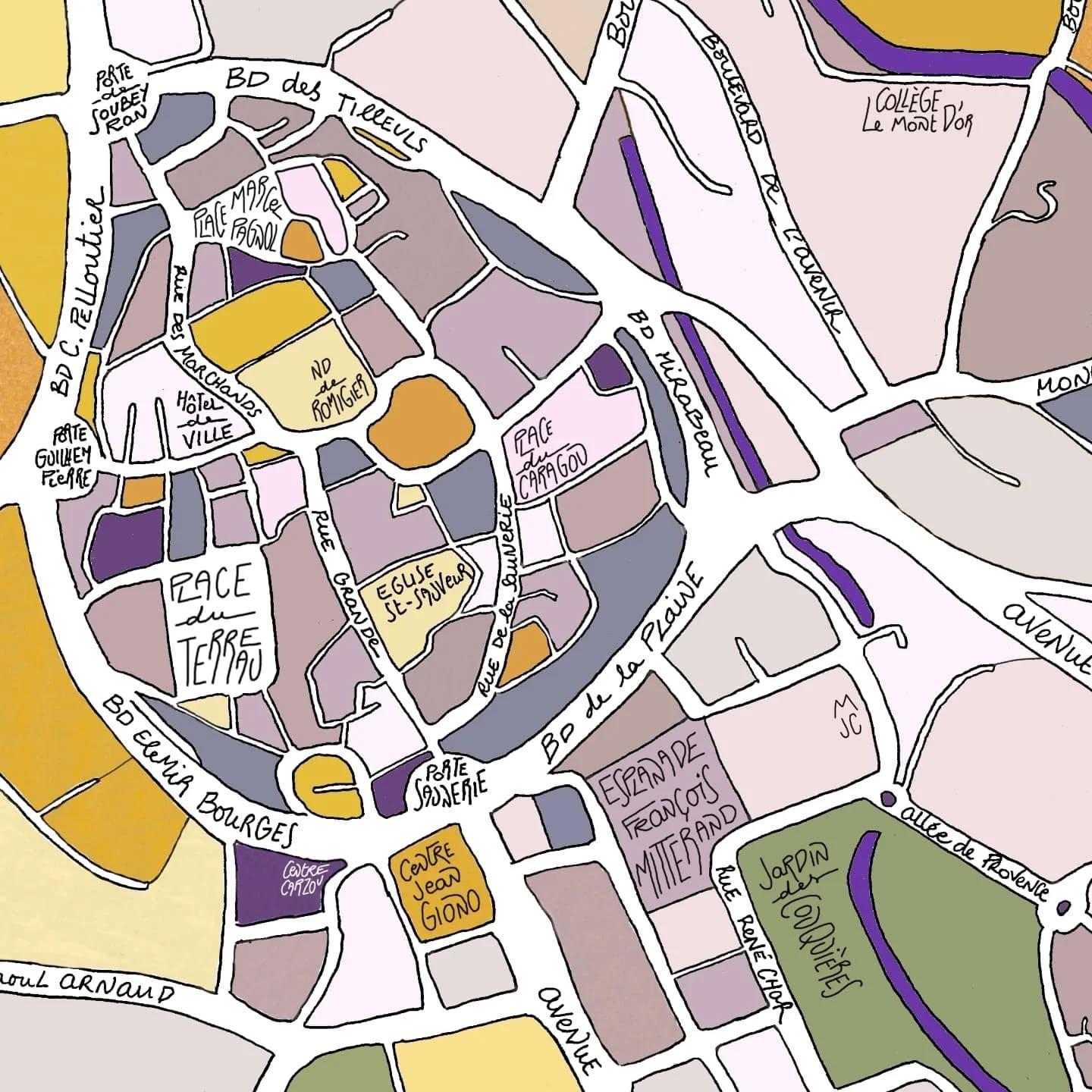 ✨ MANOSQUE ✨
Au cœur de la Provence, je vous présente MANOSQUE, la nouvelle illustration à découvrir sur www.emylo.fr !! 🖼️
J'ai réalisé, il y a qques mois un original pour une commande personnalisée (Merci Régis 😉). J'ai trouvé le tracé du vieux village, le centre de Manosque, très graphique et original... En forme de poire 🍐 😀
C'est pourquoi, la version que je vous propose est plus zoomée. Elle reprend les couleurs de la Provence 🪻☀️🫒
Connaissez-vous un Manosquin célèbre ?
Indice... C'est l'anagramme de Anjou Neige 💜💚💛
#manosque #provencealpescotedazur #luberon #afficheprovence #provence #villedemanosque #suddefrance
#illustrations
#posterdesign #decorationmurale #artmural #creationfrançaise #cadeaudeco #décoaddict #supportsmallbusiness❤️ #creatricetoulousaine #emylo #affichepersonnalisée #plandeville #mugs #cartepostale #postervoyage #affichevoyage #southoffrance🇫🇷