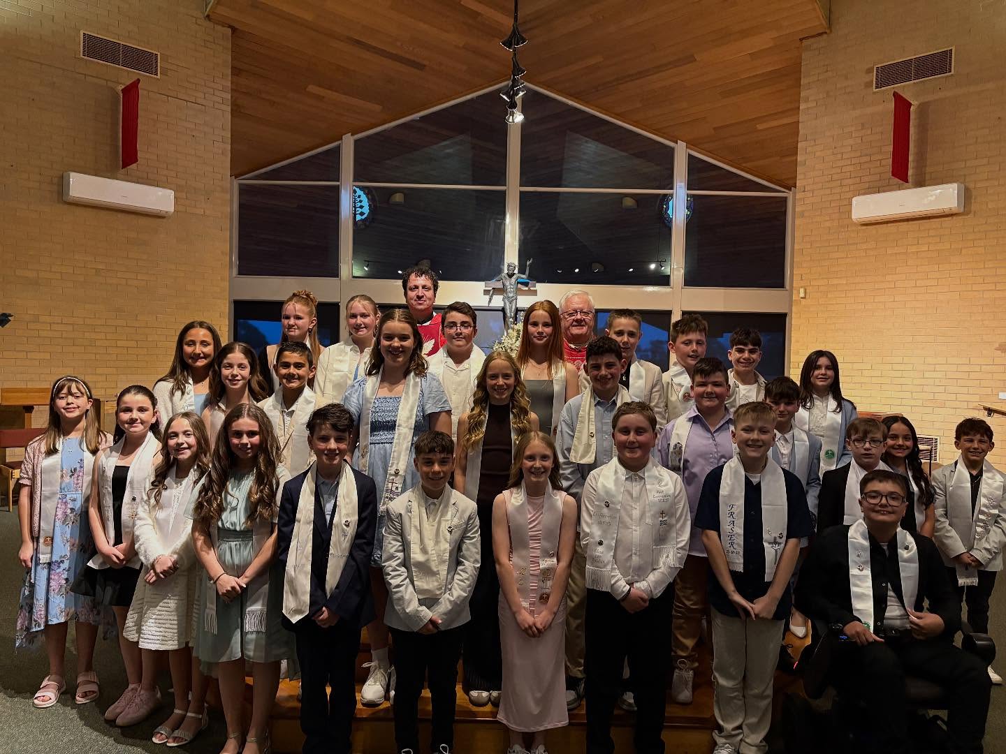 Today our Grade 5/6 students received the Sacrament of Confirmation. This celebration was a beautiful moment for our school and parish community, as the children were strengthened in their faith and sealed with the gifts of the Holy Spirit.
A big thank you to the families and sponsors for your love, guidance and support in preparing the children for this special evening.
Congratulations to all our newly confirmed students. May the Spirit continue to guide and inspire you always.