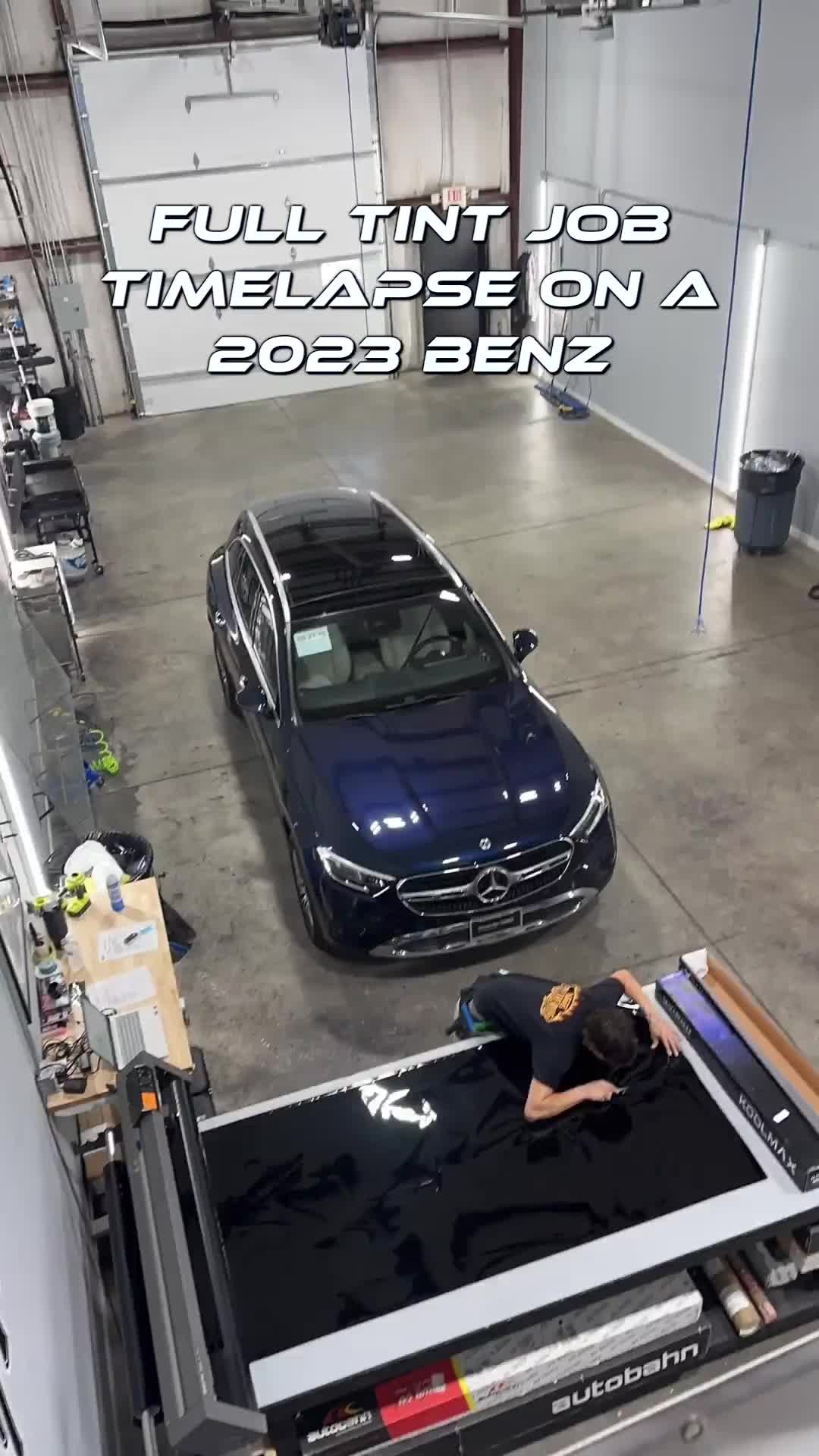 Full tint job timelapse on this 2023 Benz! #HunchoTints #OmahaWindowTint #WindowTinting #SupportLocal #LocalShop #CarComedy #fyp #reels