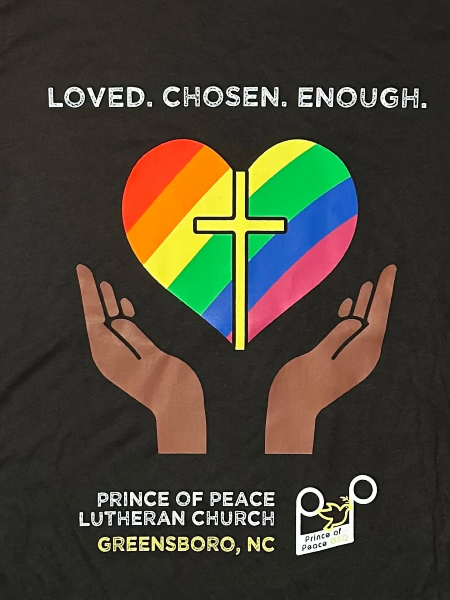 Come find us at @greensboropride on Saturday! Stop by the Prince of Peace tent on E Friendly Ave (between Church St and the Cultural Center, see map) for temporary tattoos, friendly faces, and a reminder that God makes us all sacred and beloved. 🌈